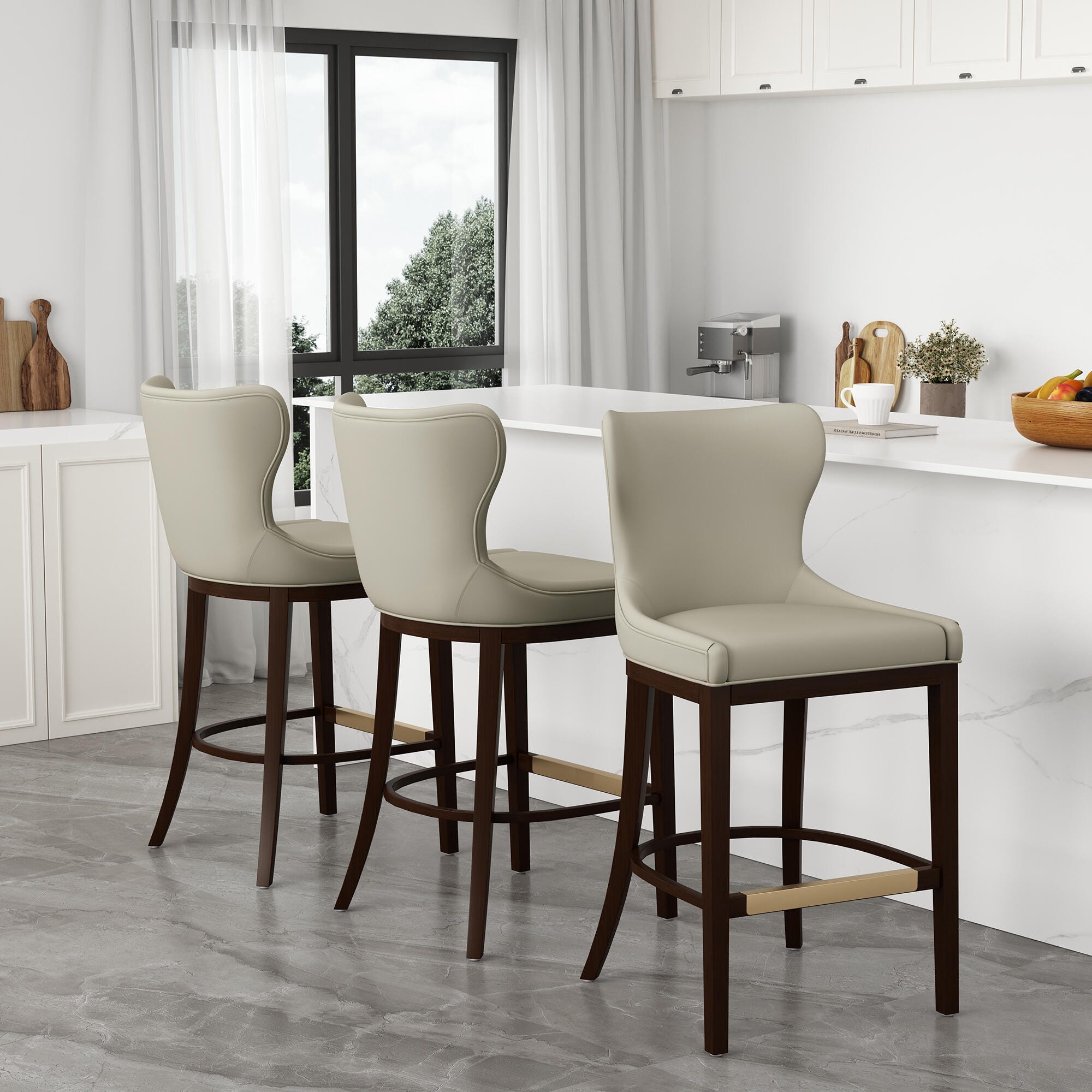 Manhattan Comfort Blair Bar Height Bar Stool, Stone, large