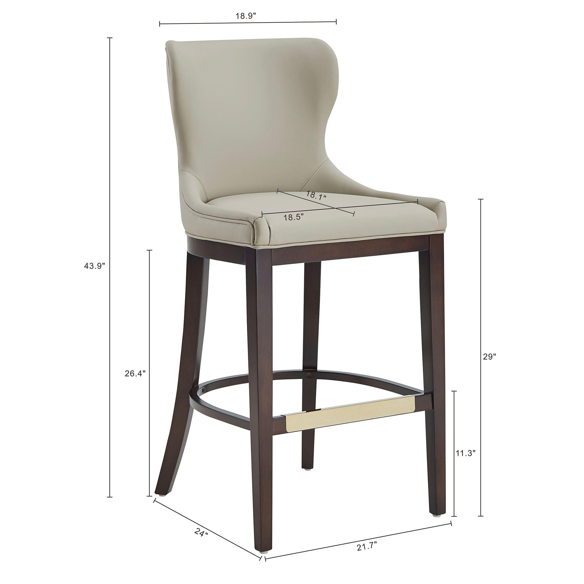 Manhattan Comfort Blair Bar Height Bar Stool, Stone, large