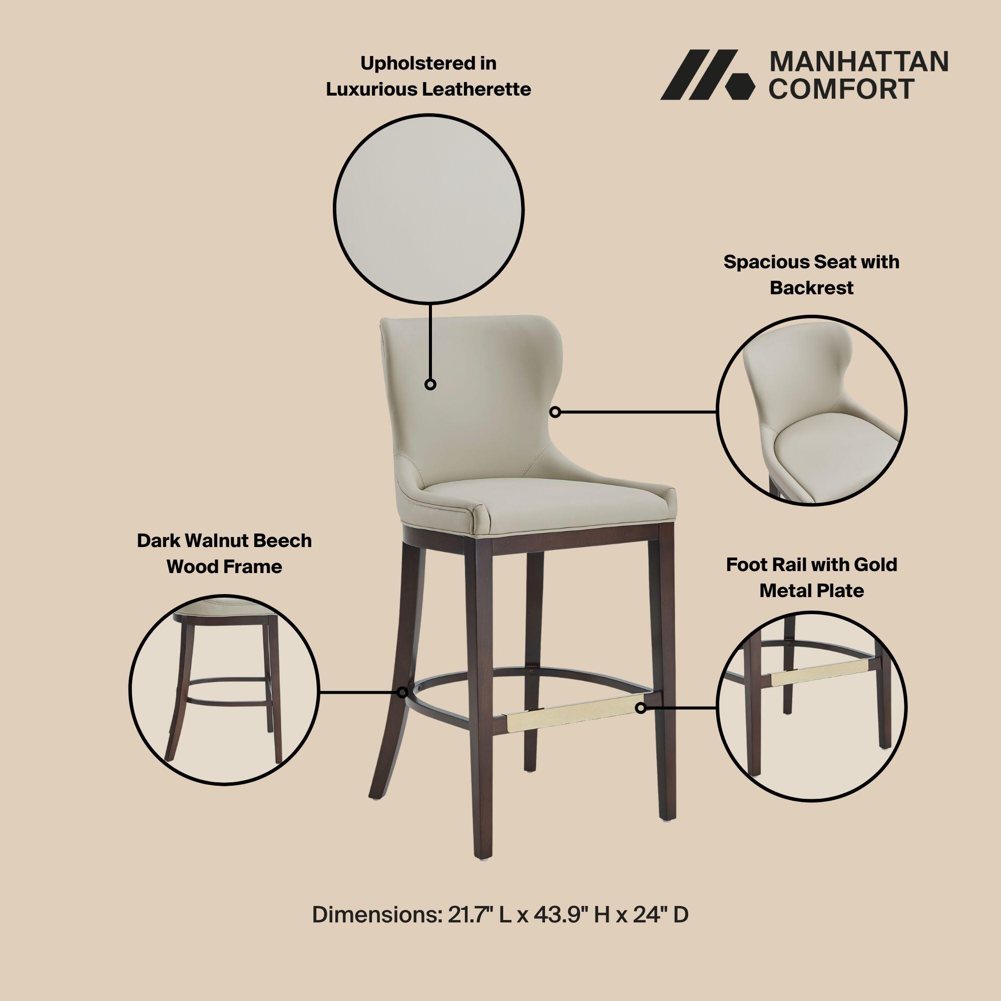 Manhattan Comfort Blair Bar Height Bar Stool, Stone, large
