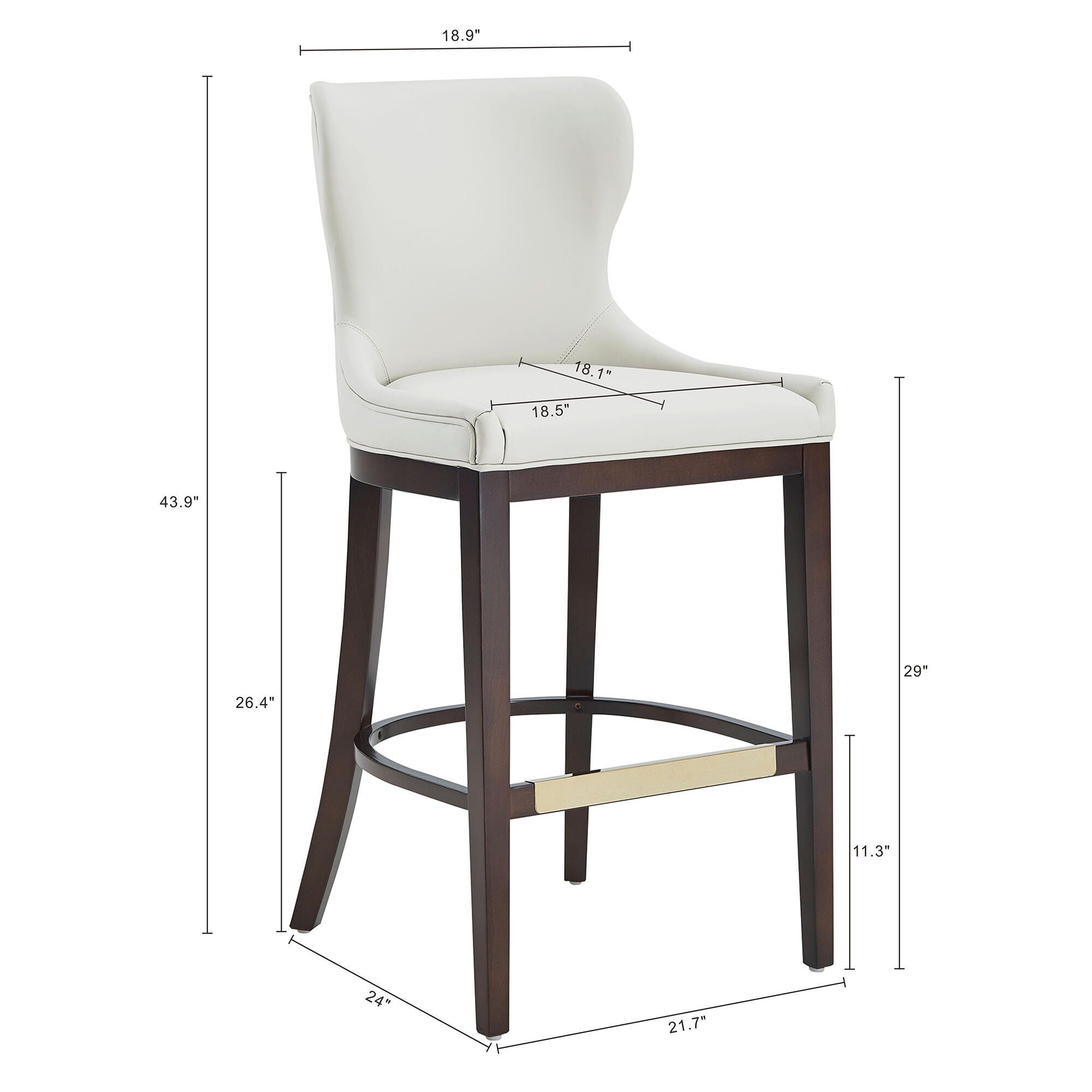 Manhattan Comfort Blair Bar Height Bar Stool, White, large