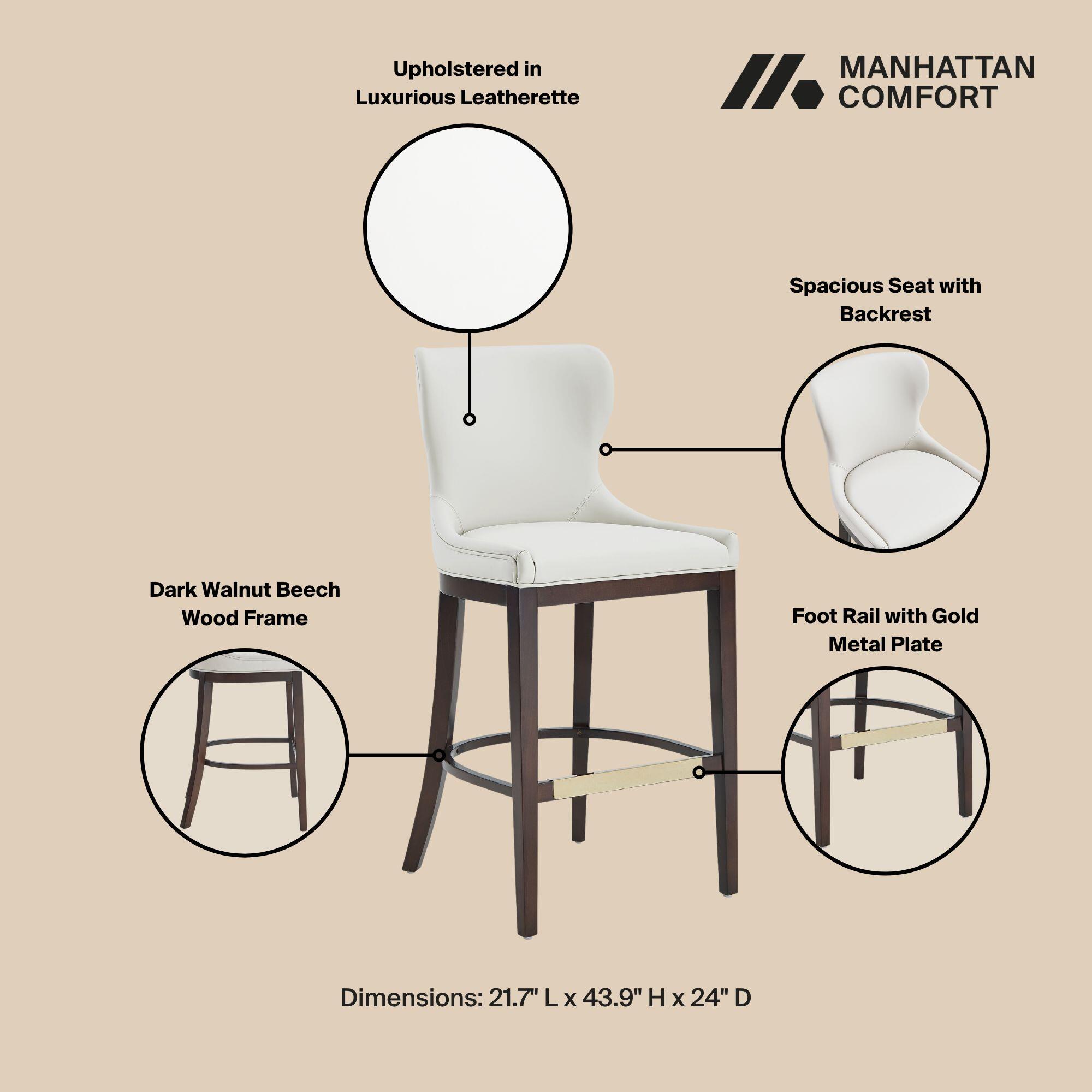 Manhattan Comfort Blair Bar Height Bar Stool, White, large