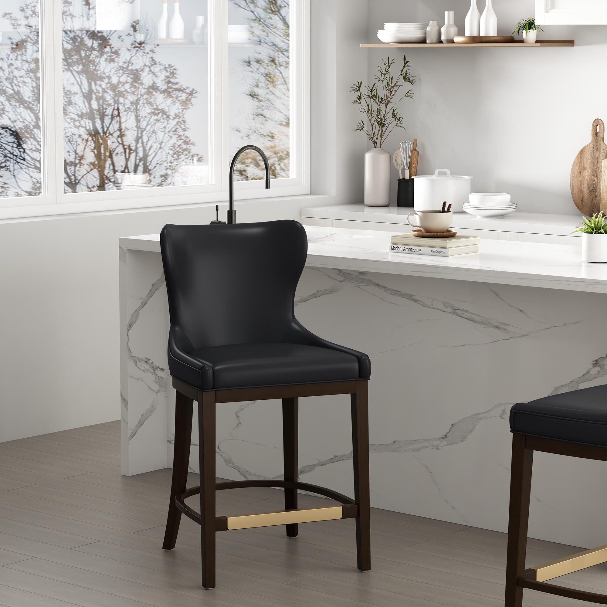 Manhattan Comfort Blair Counter Height Counter Stool, Black, large