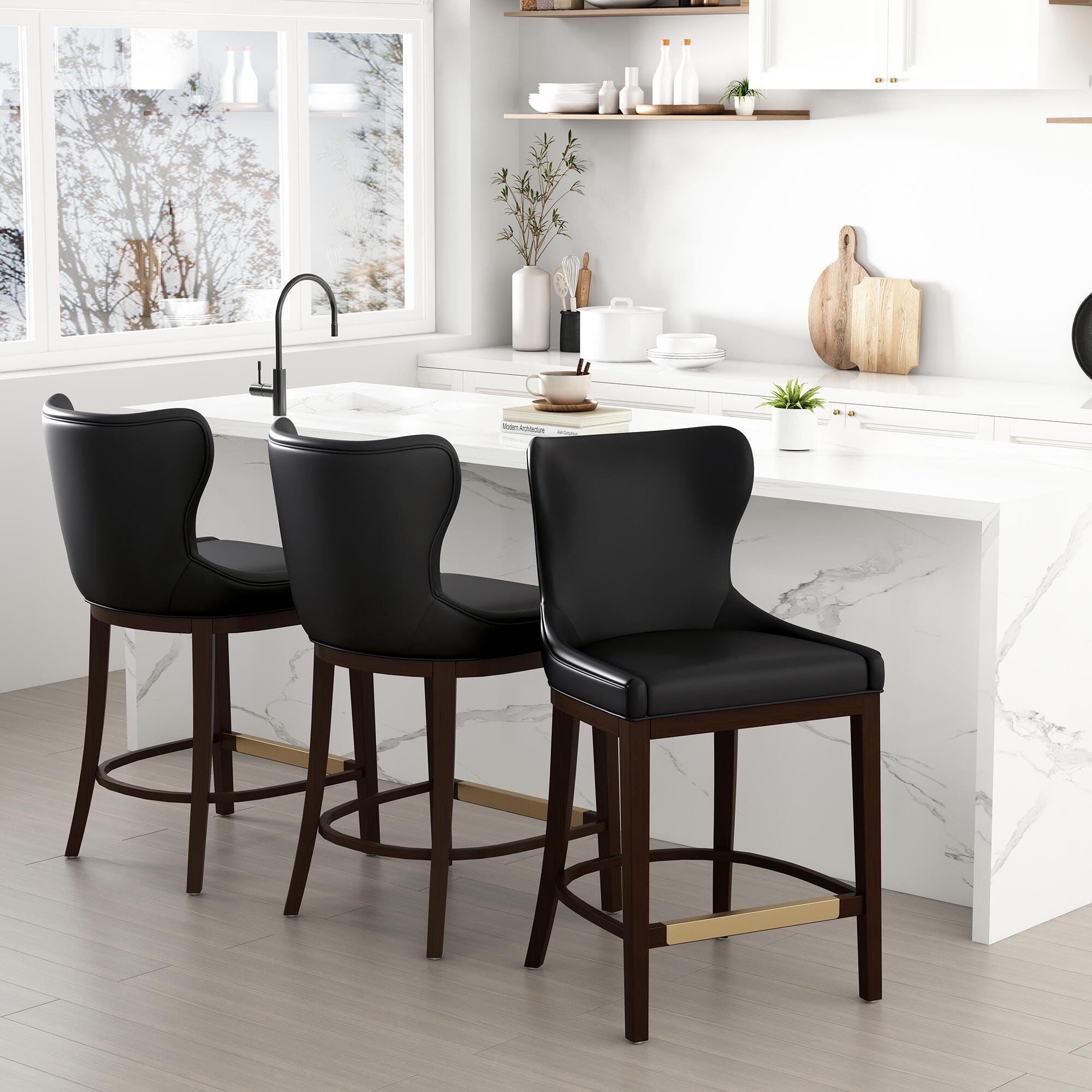 Manhattan Comfort Blair Counter Height Counter Stool, Black, large