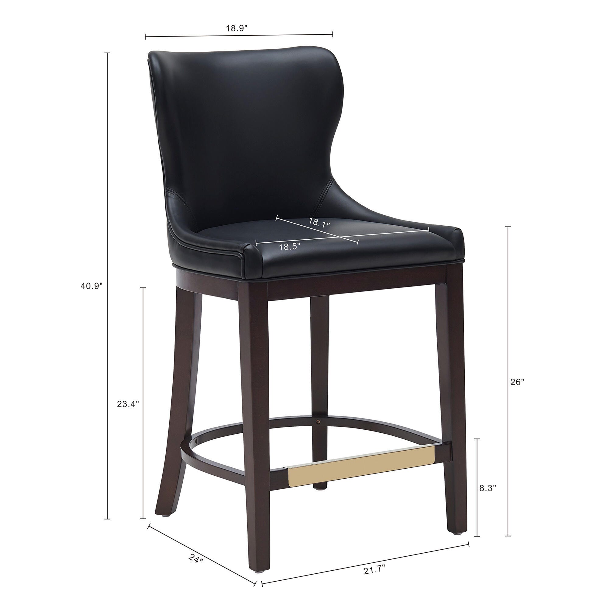 Manhattan Comfort Blair Counter Height Counter Stool, Black, large