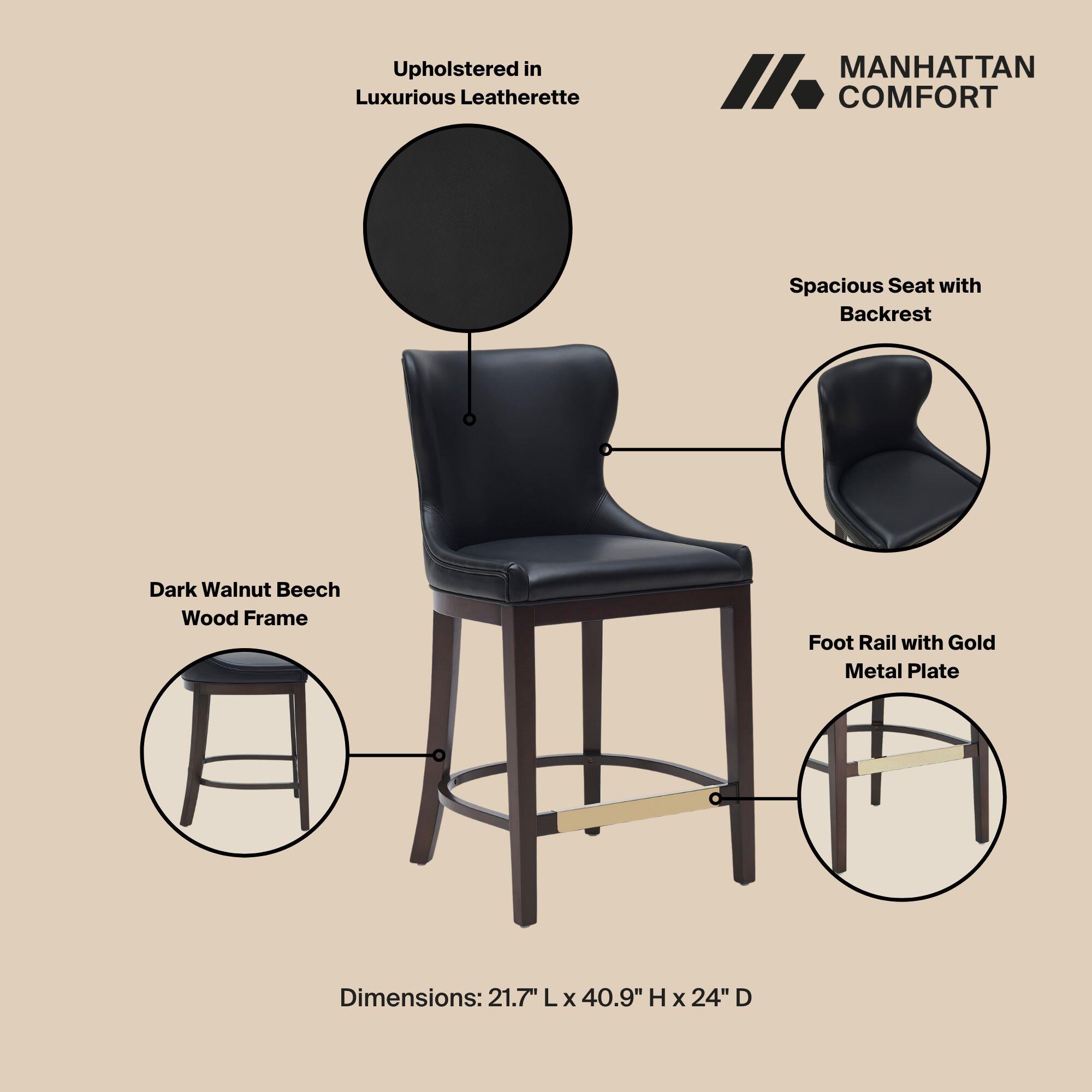 Manhattan Comfort Blair Counter Height Counter Stool, Black, large