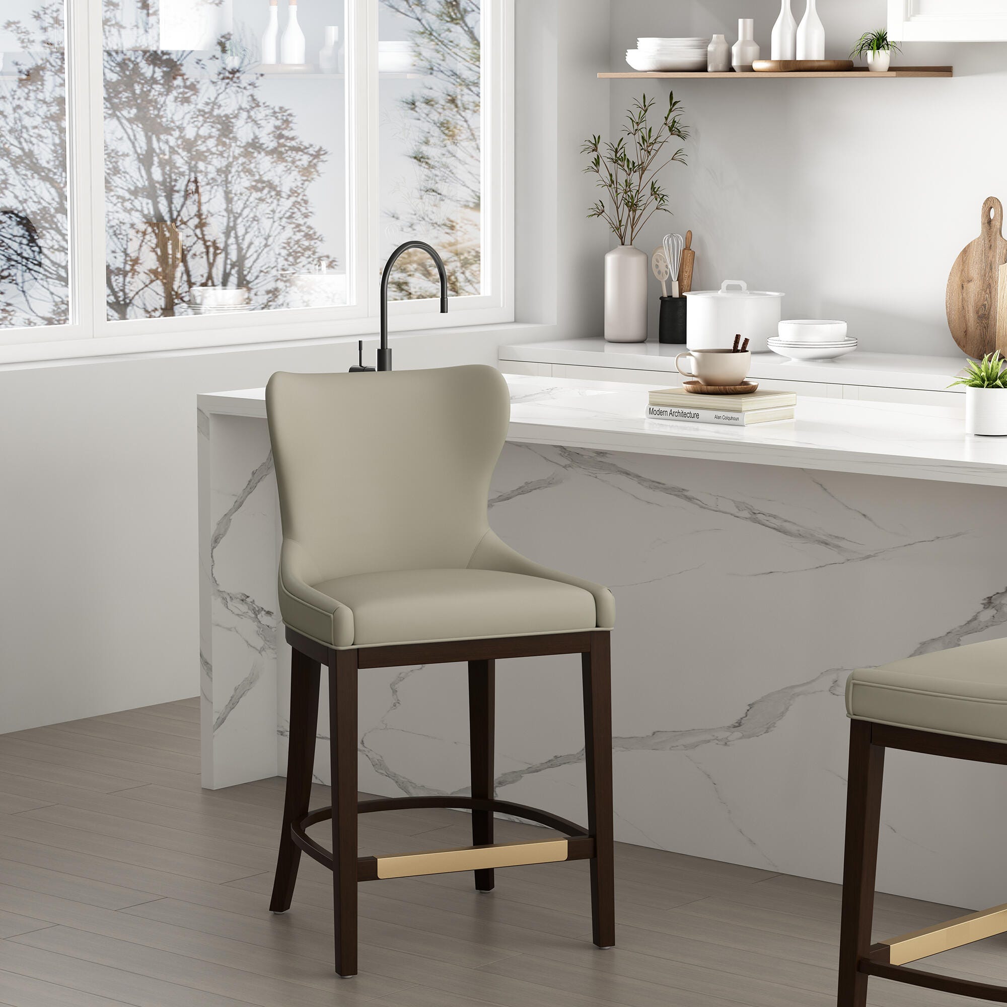 Manhattan Comfort Blair Counter Height Counter Stool, Stone, rollover