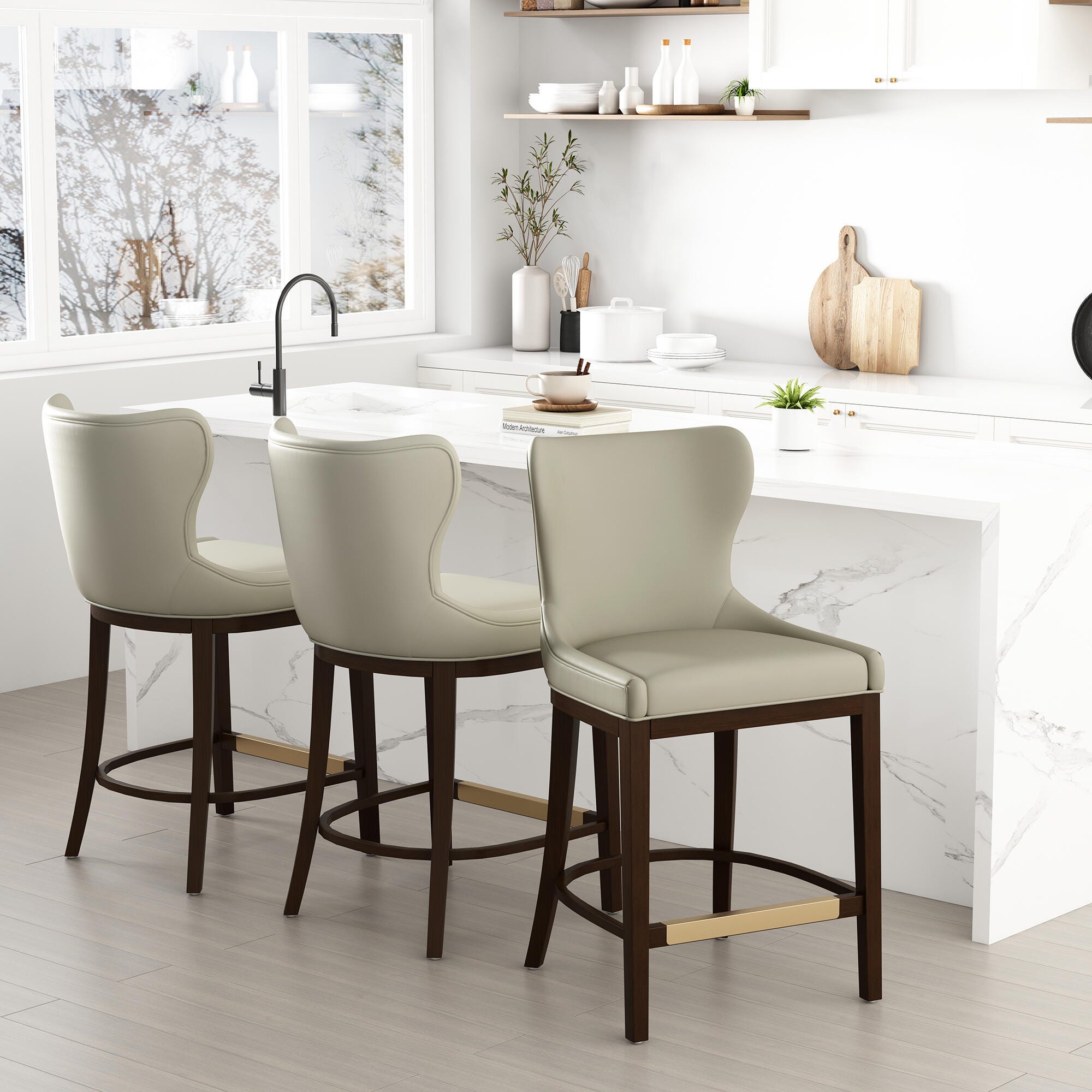 Manhattan Comfort Blair Counter Height Counter Stool, Stone, large
