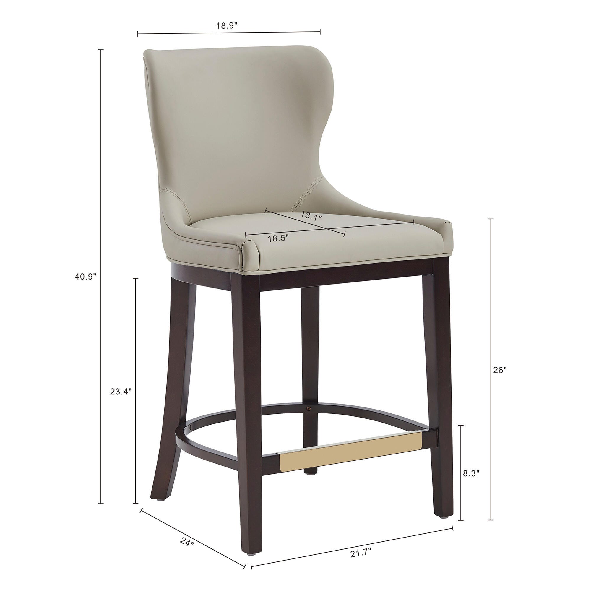 Manhattan Comfort Blair Counter Height Counter Stool, Stone, large