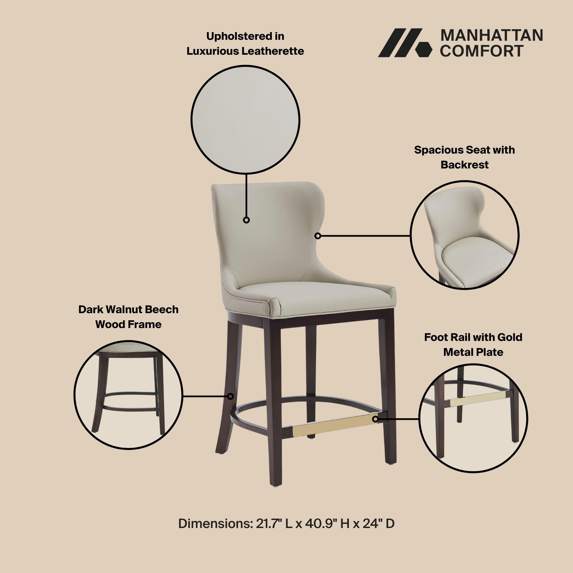 Manhattan Comfort Blair Counter Height Counter Stool, Stone, large