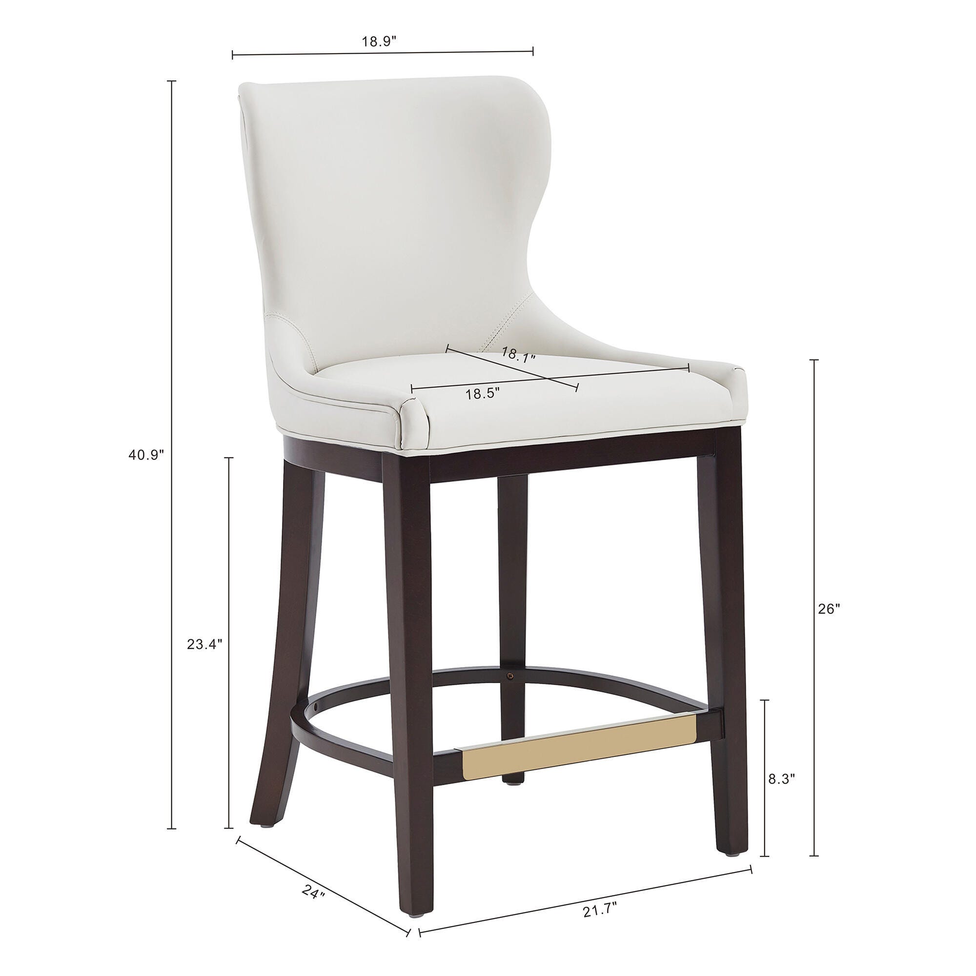 Manhattan Comfort Blair Counter Height Counter Stool, White, large