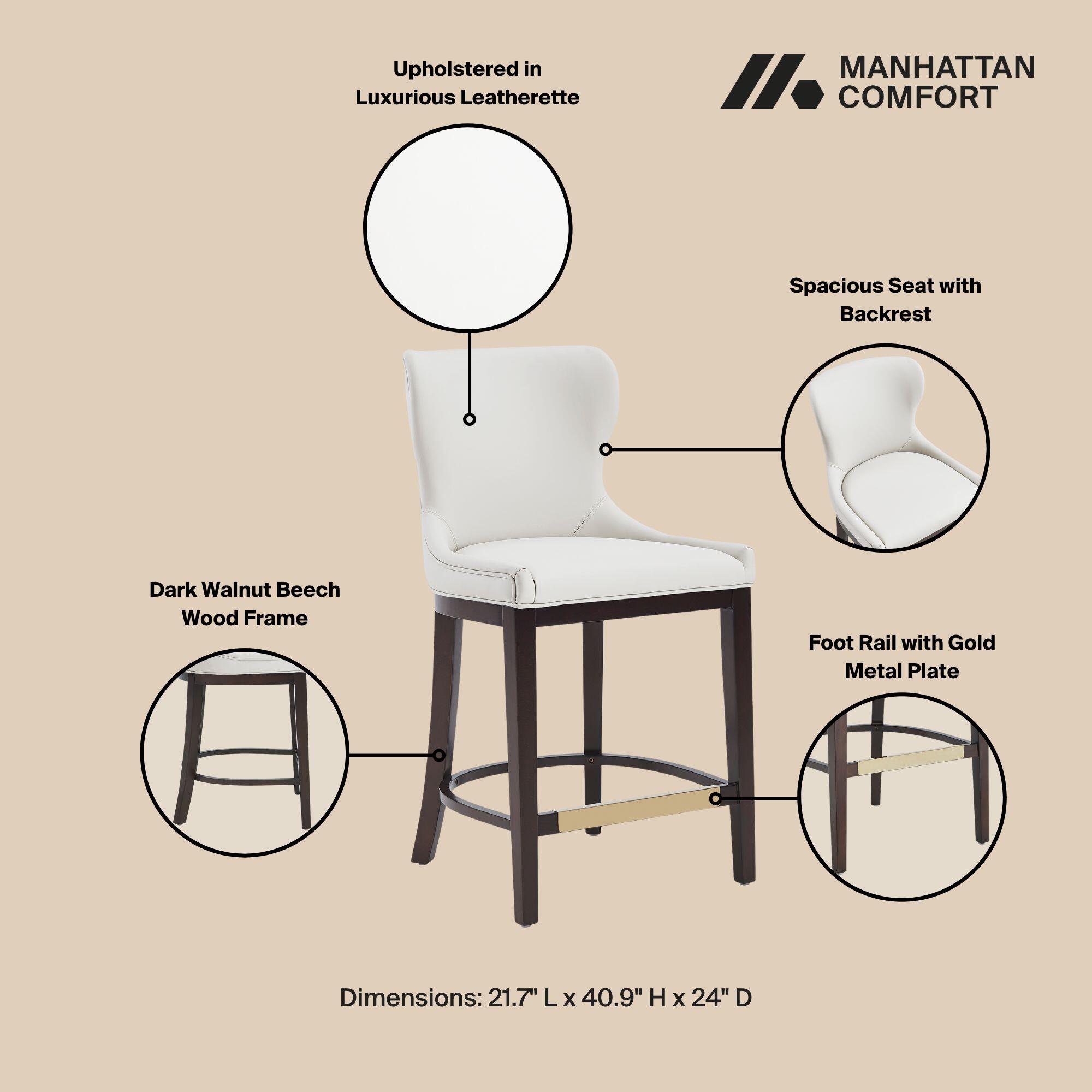Manhattan Comfort Blair Counter Height Counter Stool, White, large