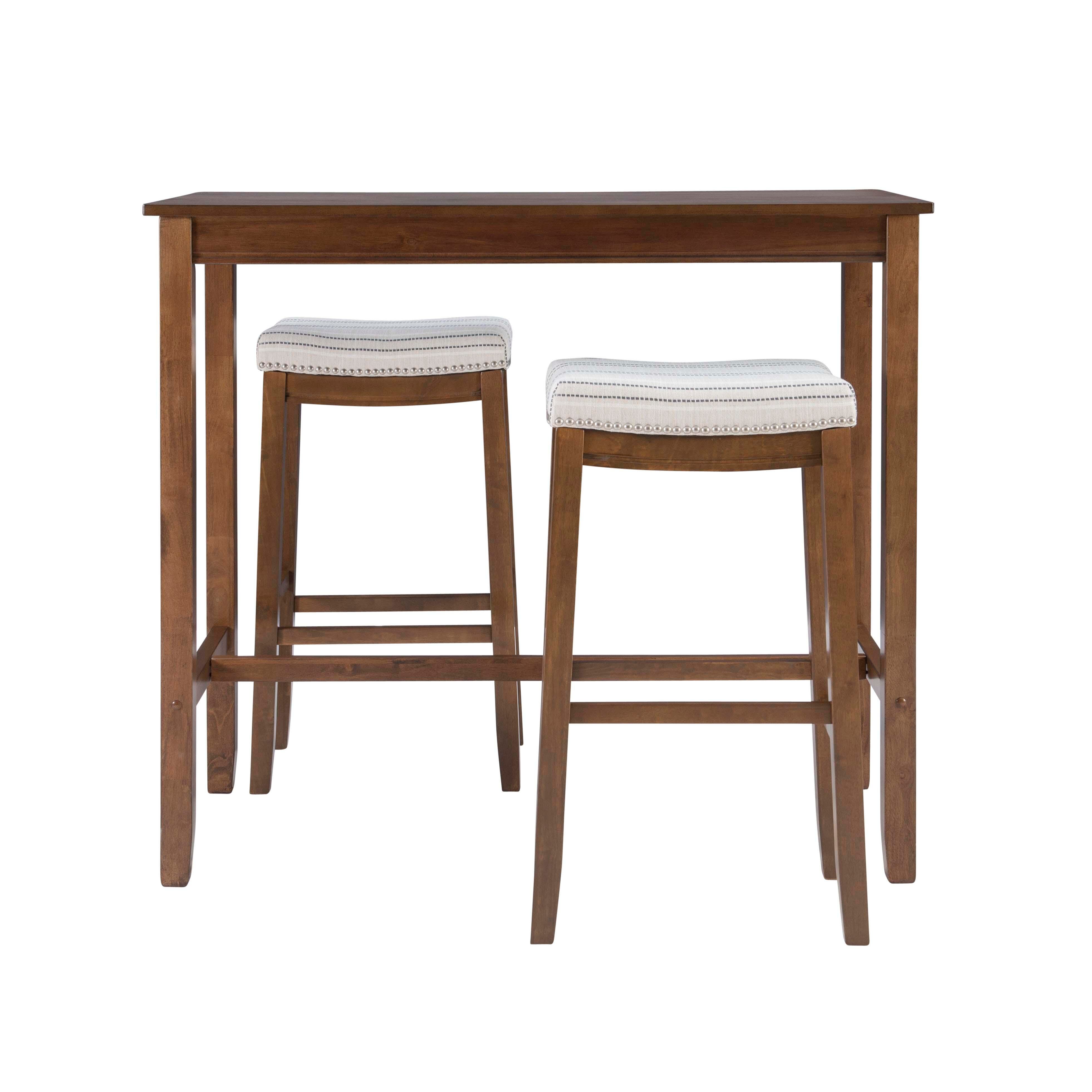 Linon Claridge Three Piece Bar Set, Gray/White, large