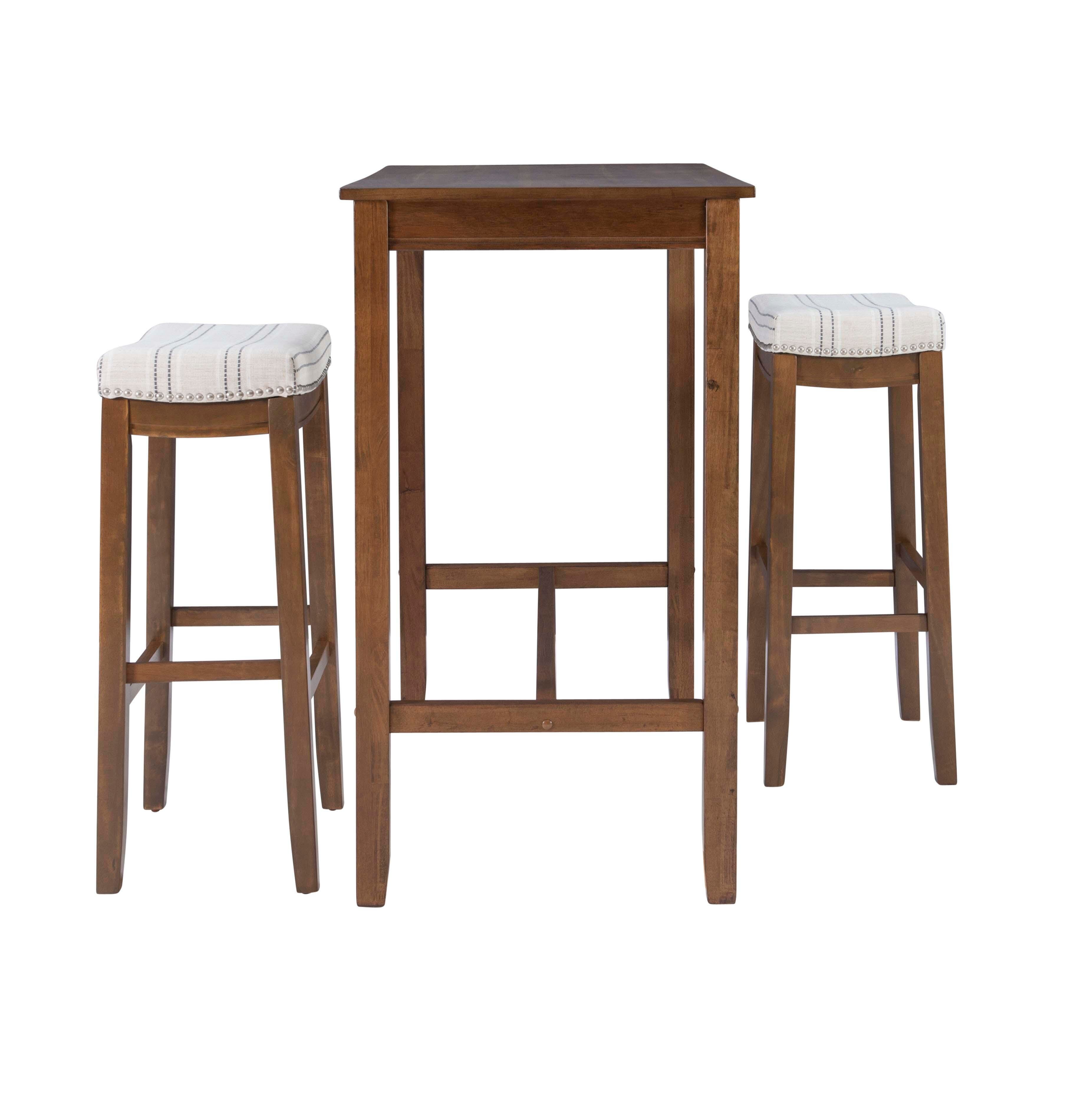Linon Claridge Three Piece Bar Set, Gray/White, large