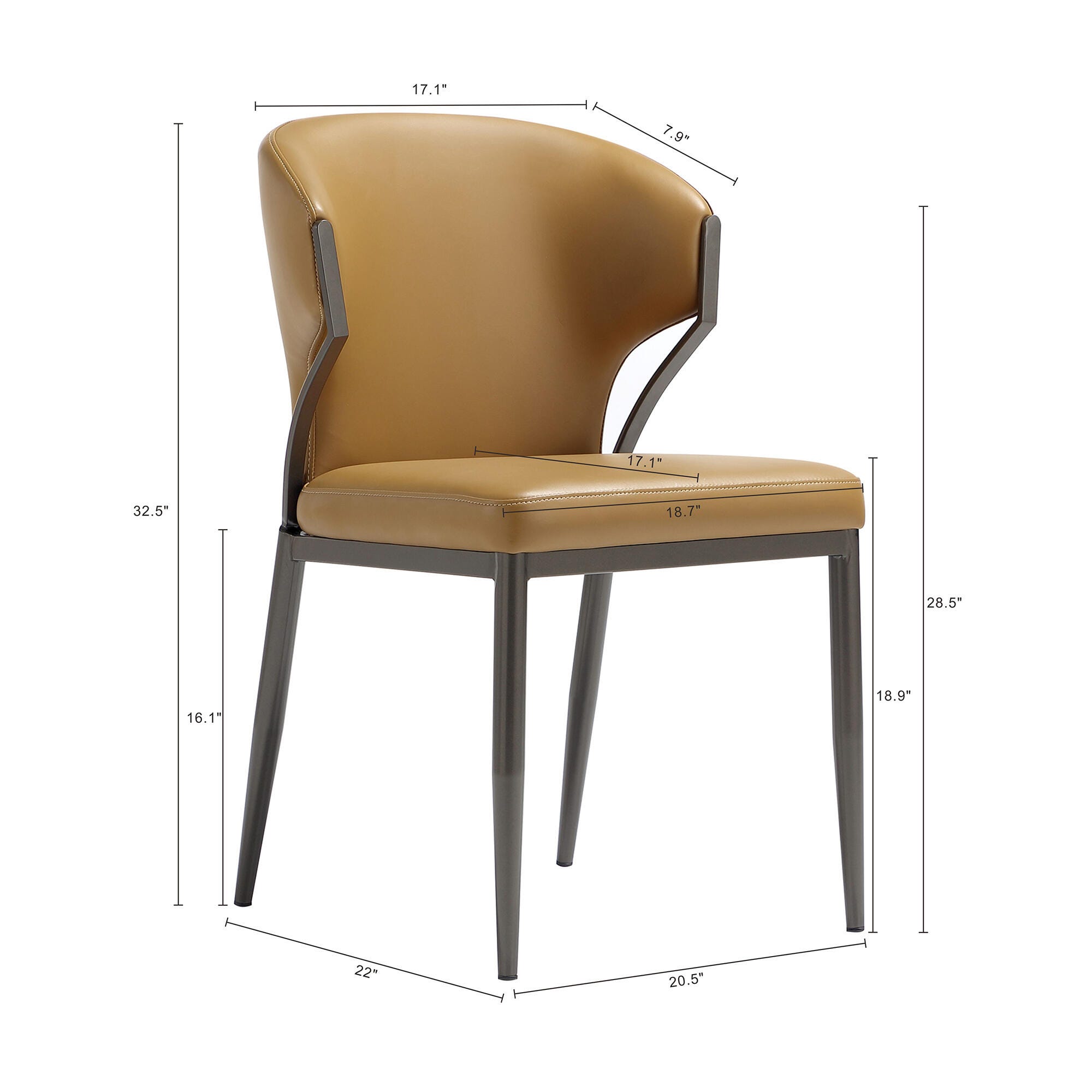 Manhattan Comfort Kirsten Dining Chair (Set of 2), Camel, large
