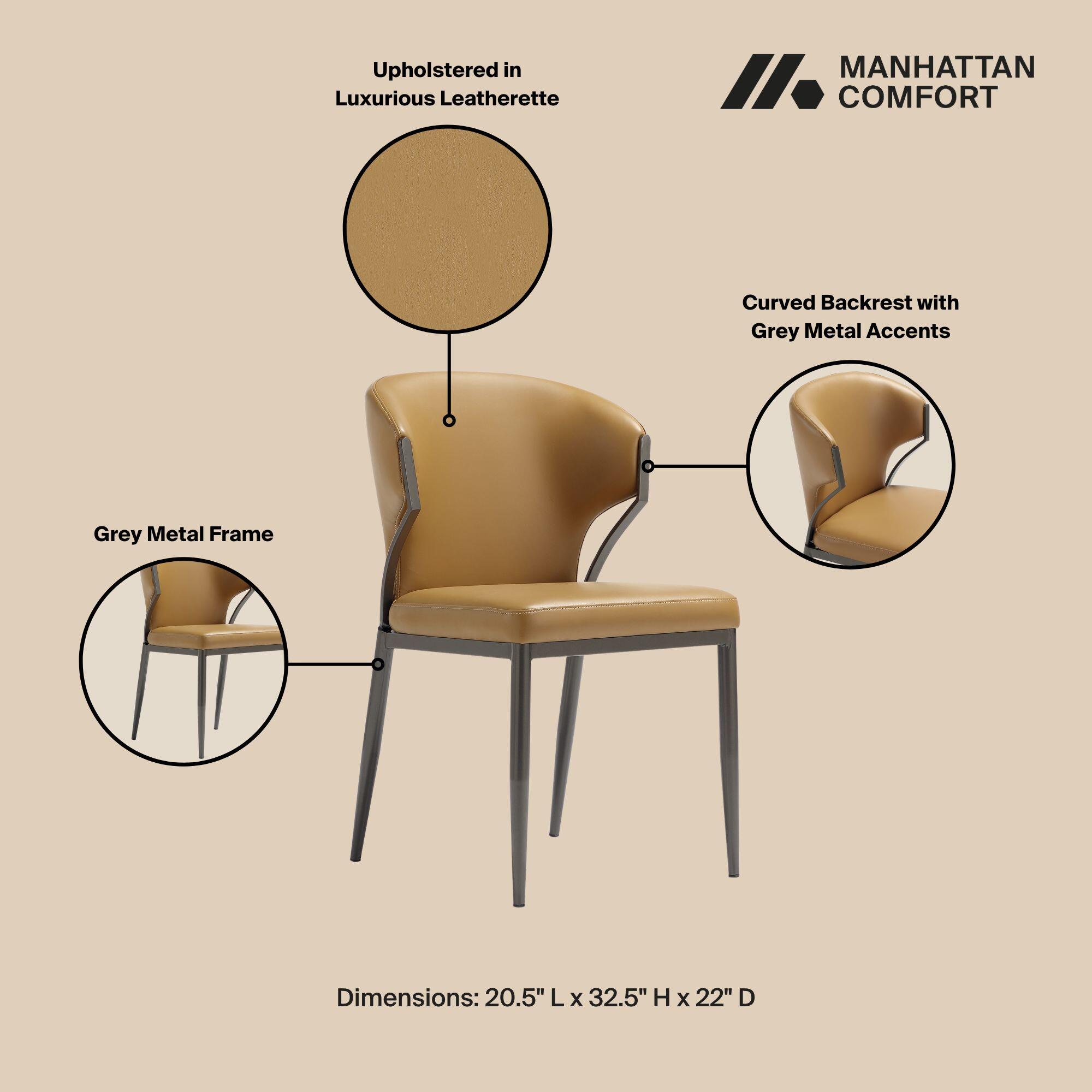 Manhattan Comfort Kirsten Dining Chair (Set of 2), Camel, large