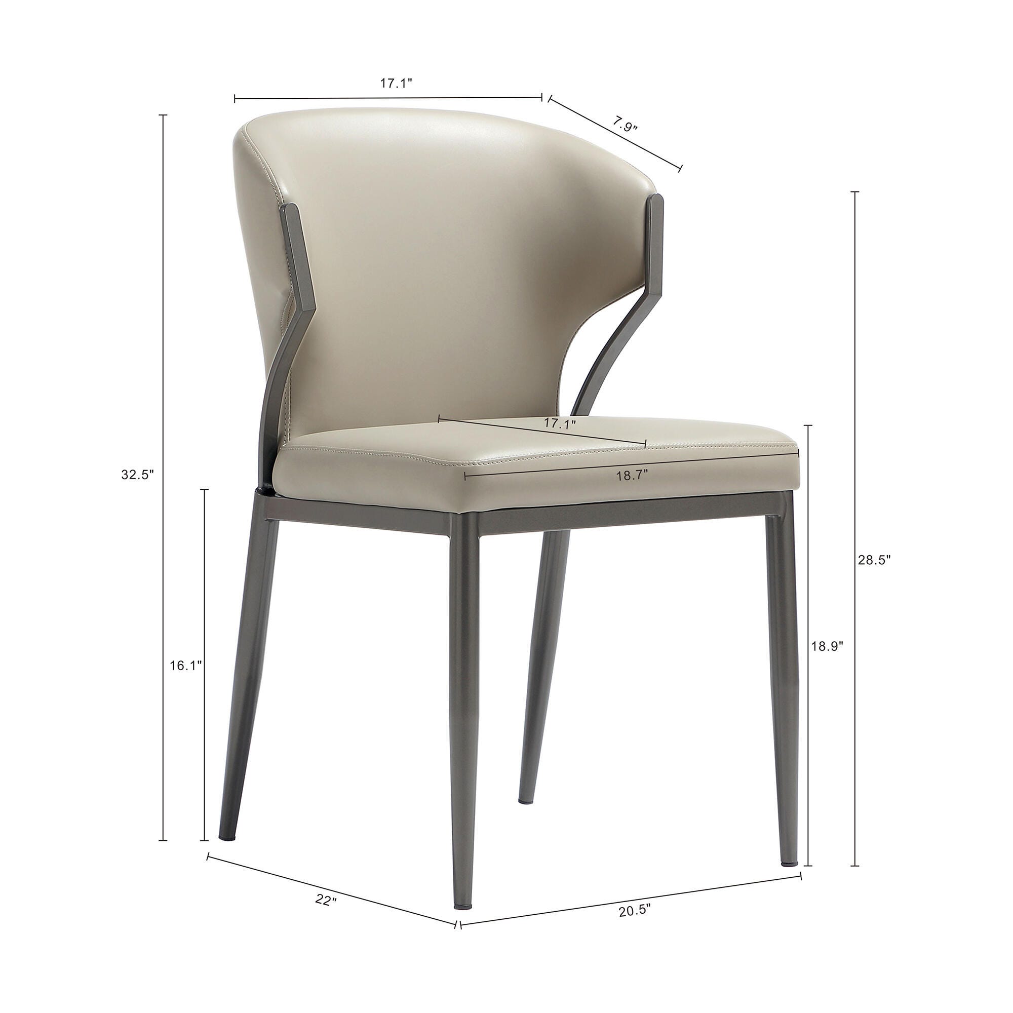 Manhattan Comfort Kirsten Dining Chair (Set of 2), Light Gray, large