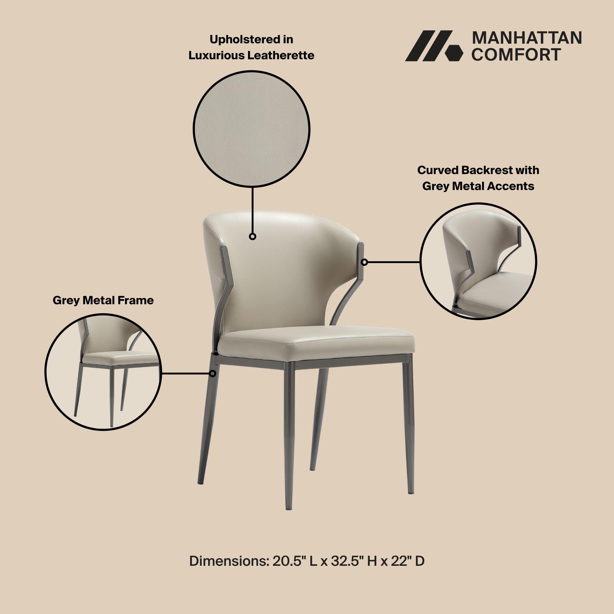 Manhattan Comfort Kirsten Dining Chair (Set of 2), Light Gray, large