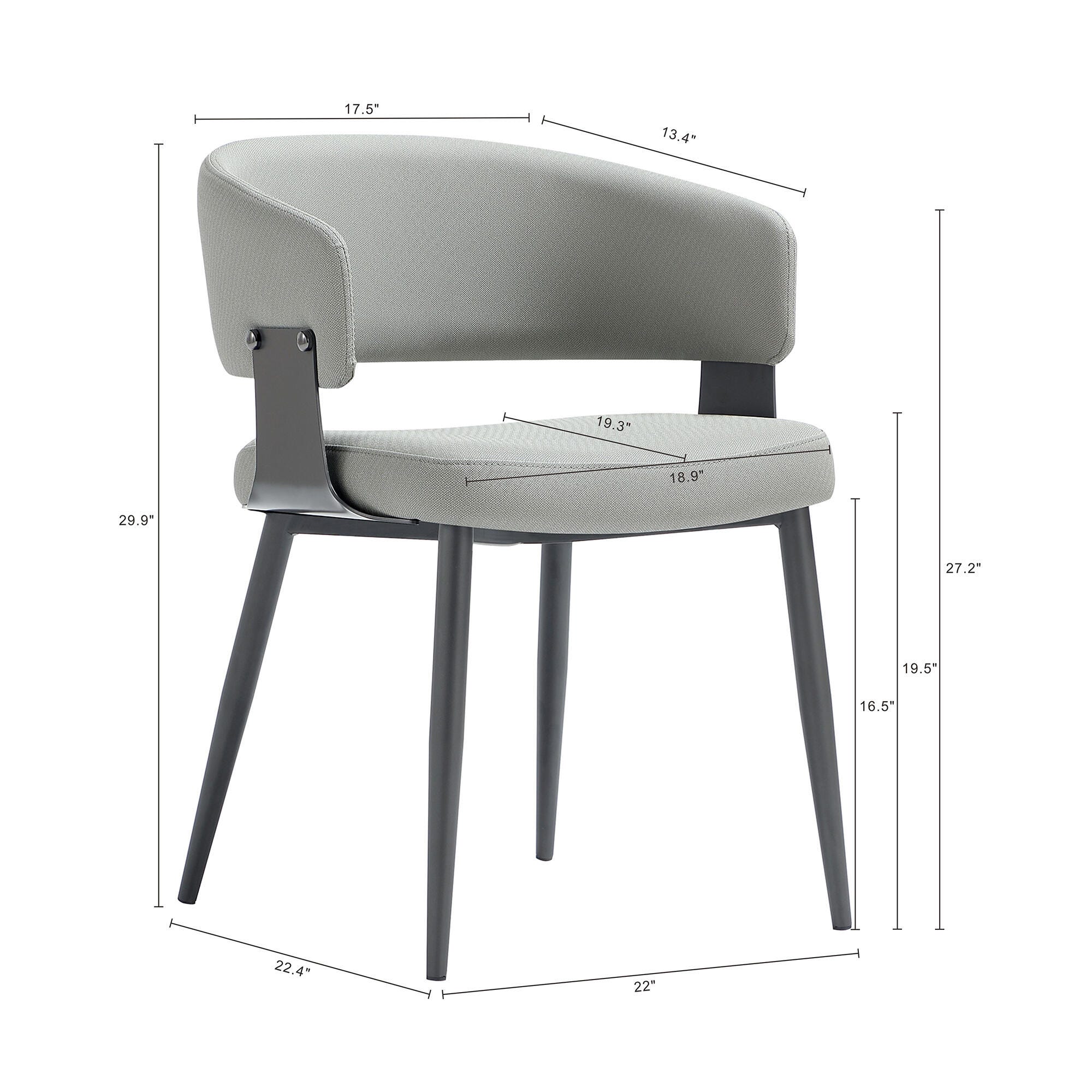 Manhattan Comfort Luce Dining Chair, Stone Gray, large