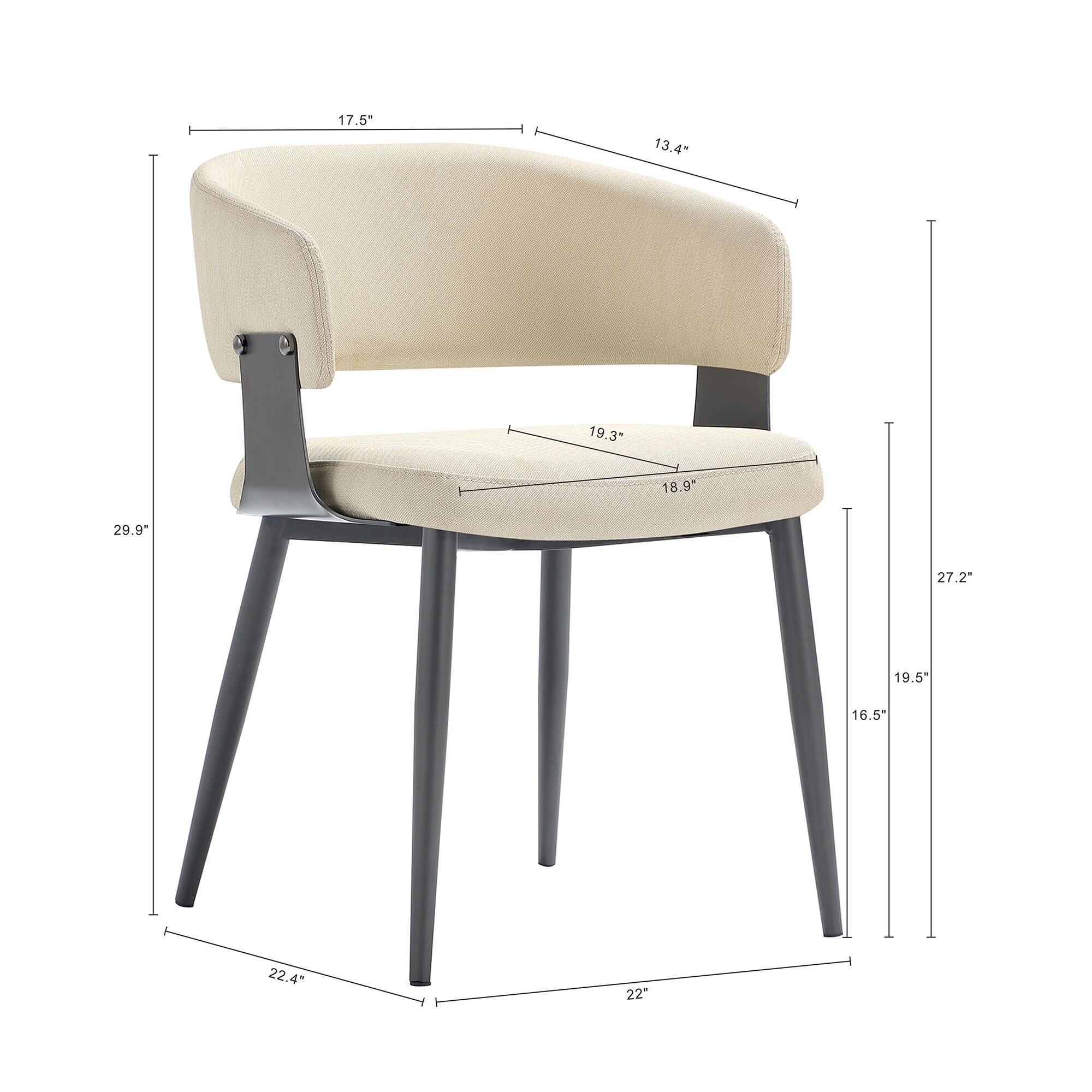 Manhattan Comfort Luce Dining Chair, Sand, large