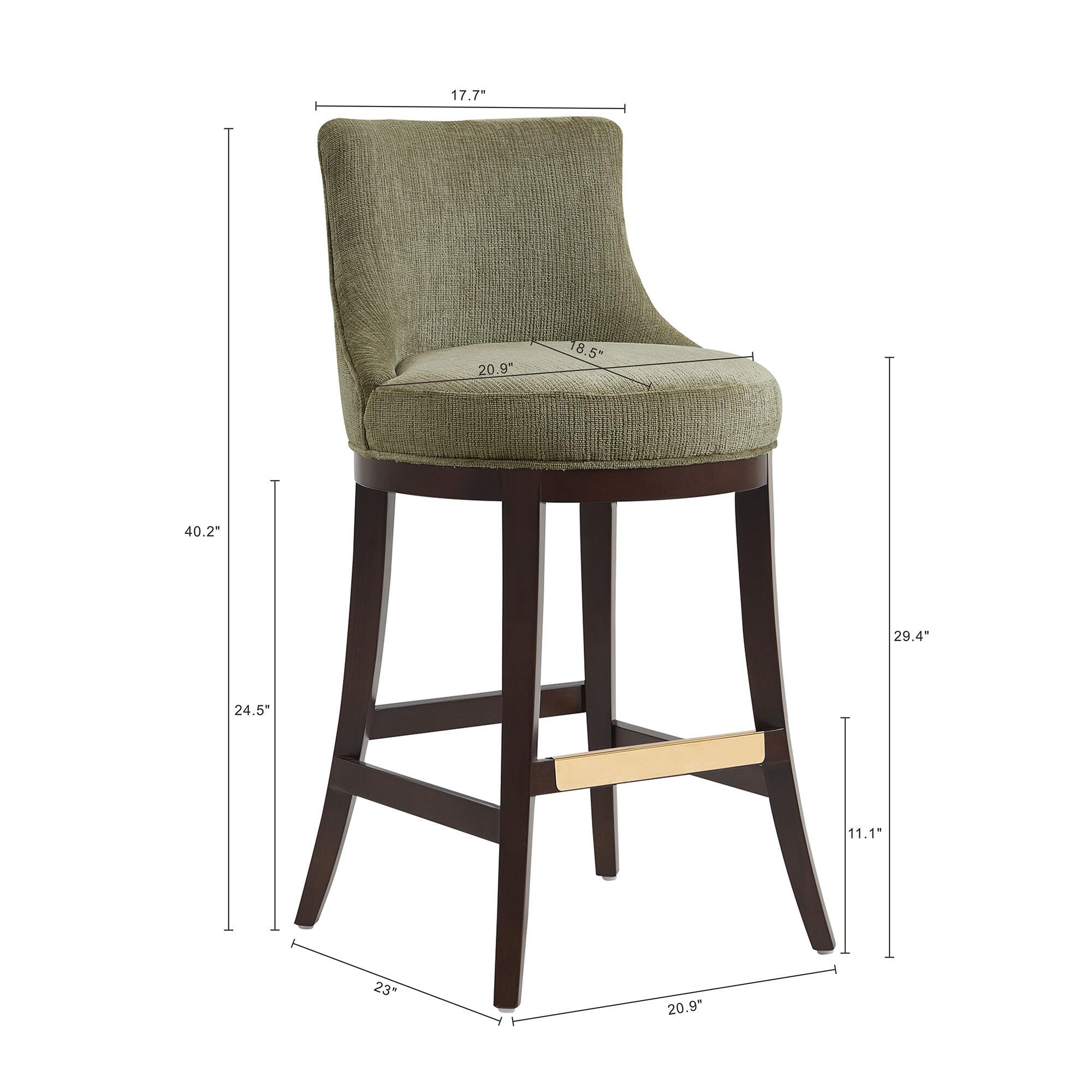 Manhattan Comfort Lucia Bar Height Bar Stool, Leaf Green, large