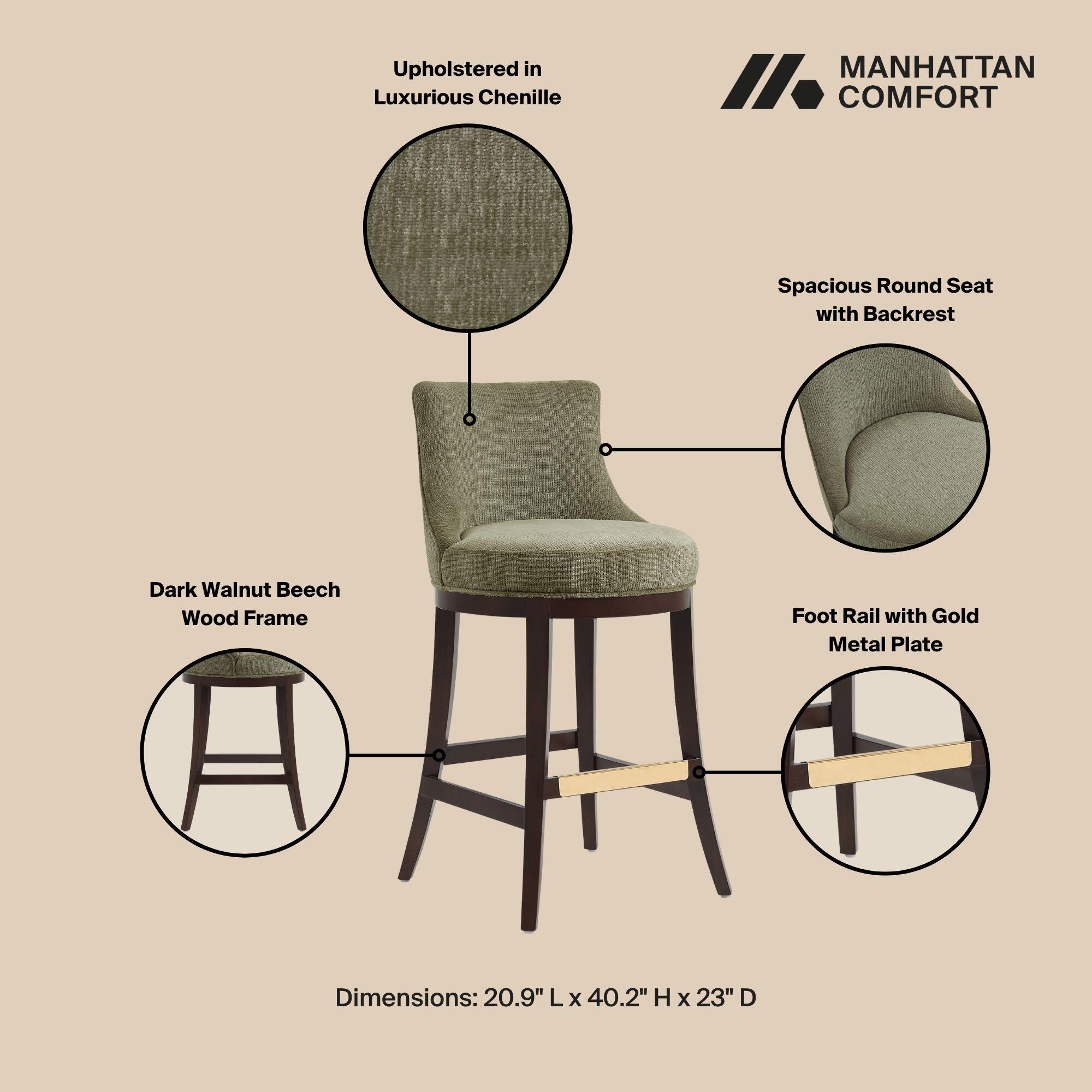 Manhattan Comfort Lucia Bar Height Bar Stool, Leaf Green, large