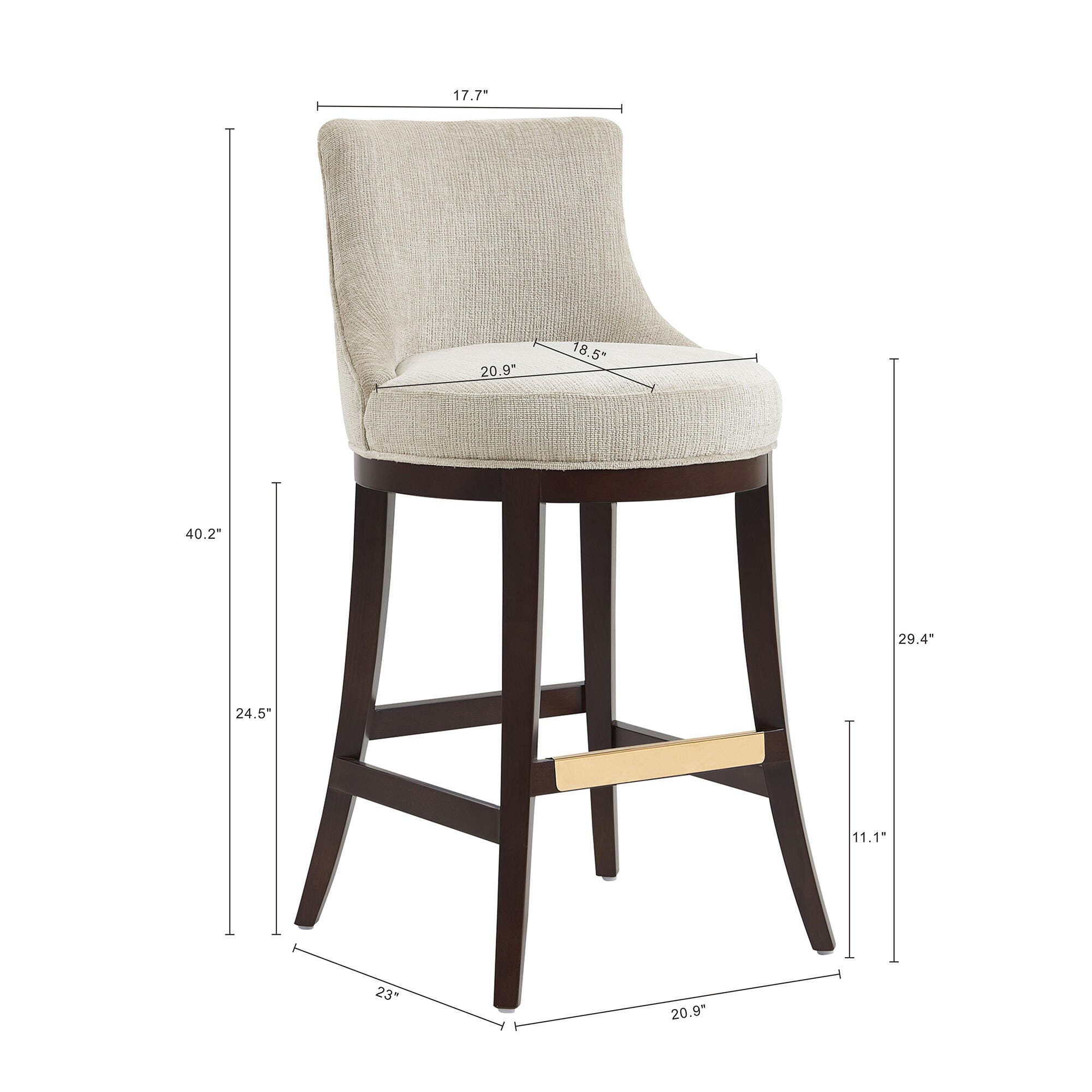 Manhattan Comfort Lucia Bar Height Bar Stool, Natural, large