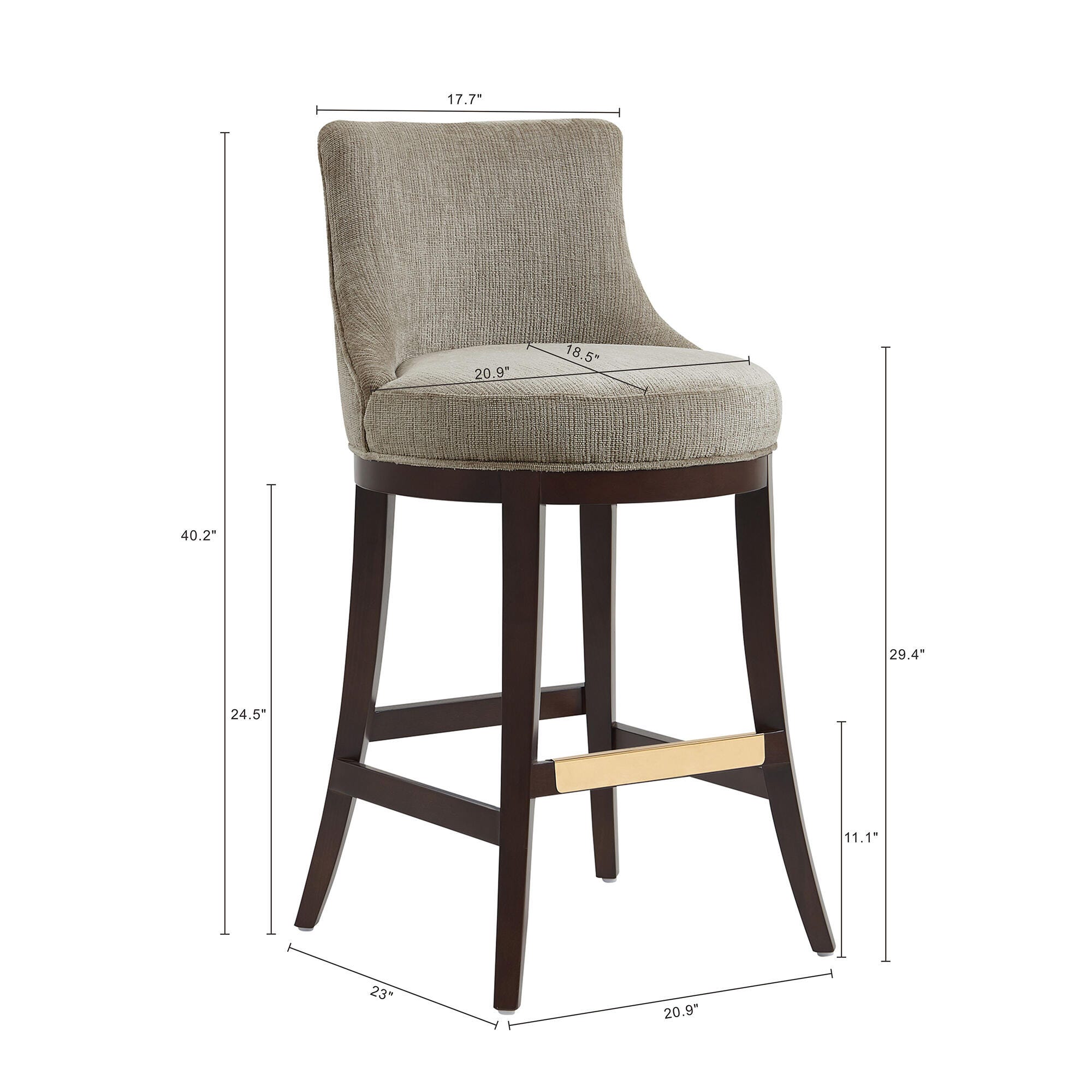 Manhattan Comfort Lucia Bar Height Bar Stool, Taupe, large