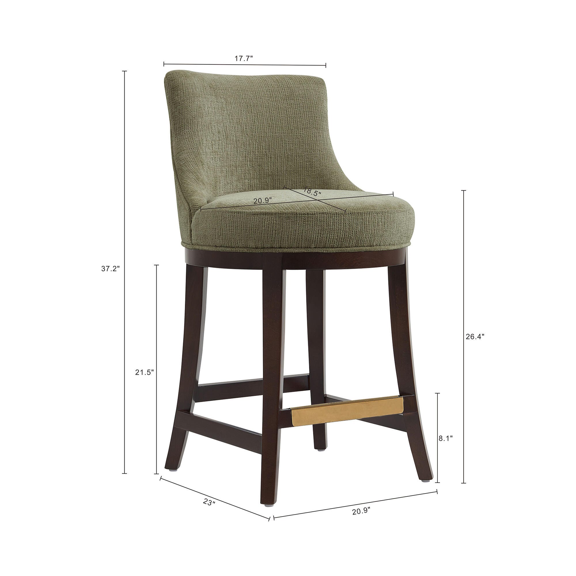 Manhattan Comfort Lucia Counter Height Counter Stool, Leaf Green, large