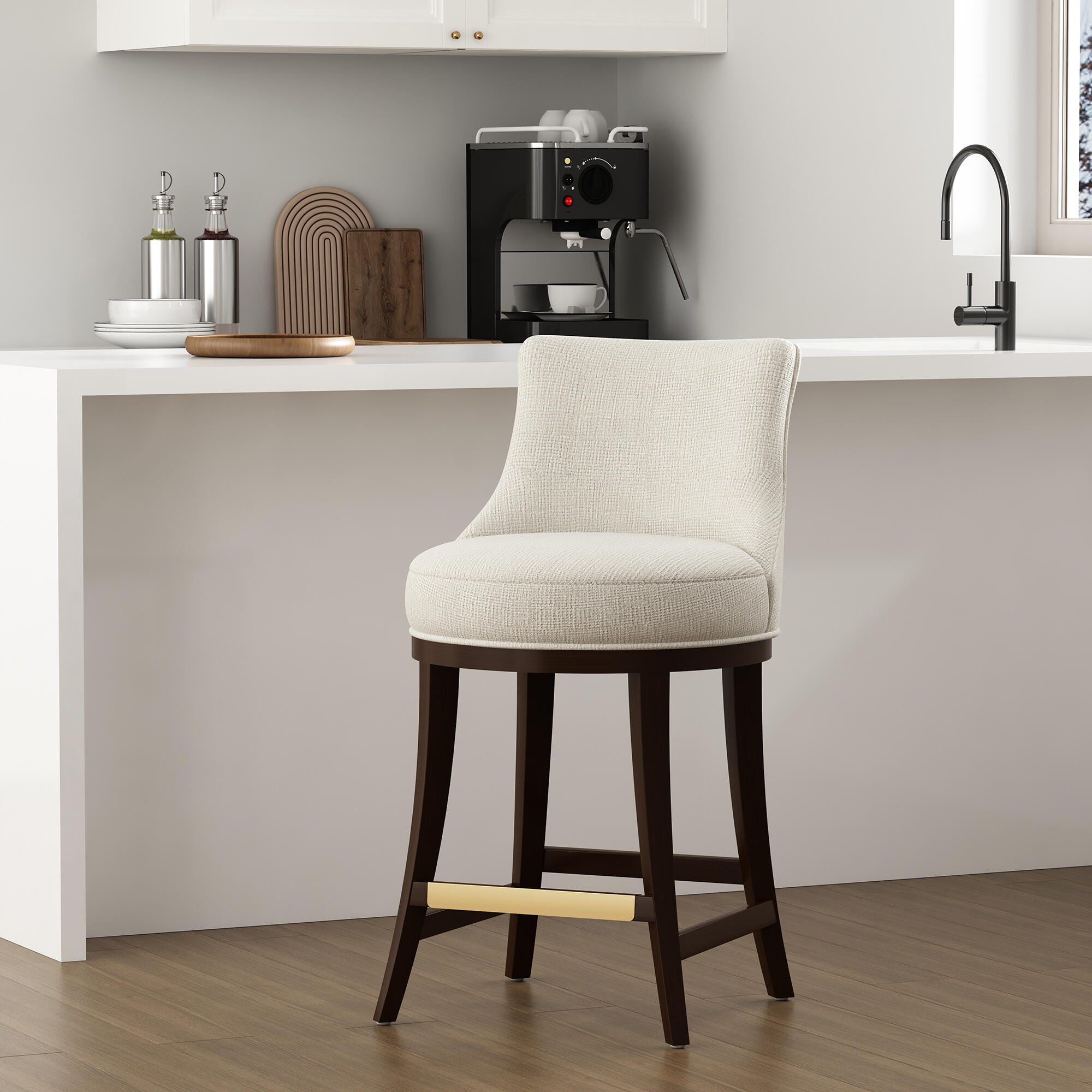 Manhattan Comfort Lucia Counter Height Counter Stool, Natural, rollover