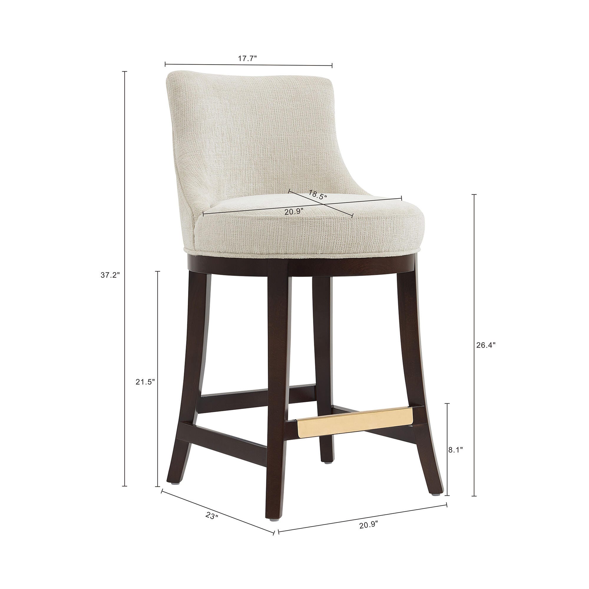Manhattan Comfort Lucia Counter Height Counter Stool, Natural, large