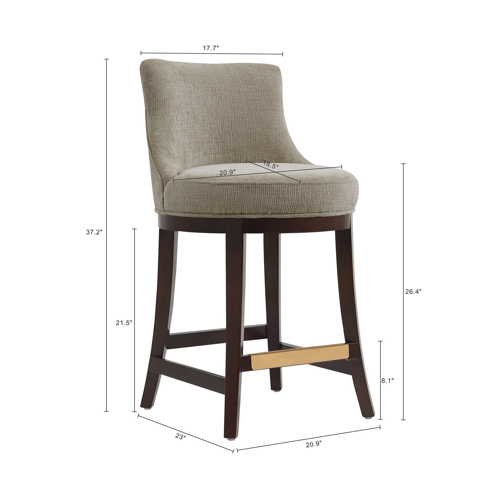 Manhattan Comfort Lucia Counter Height Counter Stool, Taupe, large
