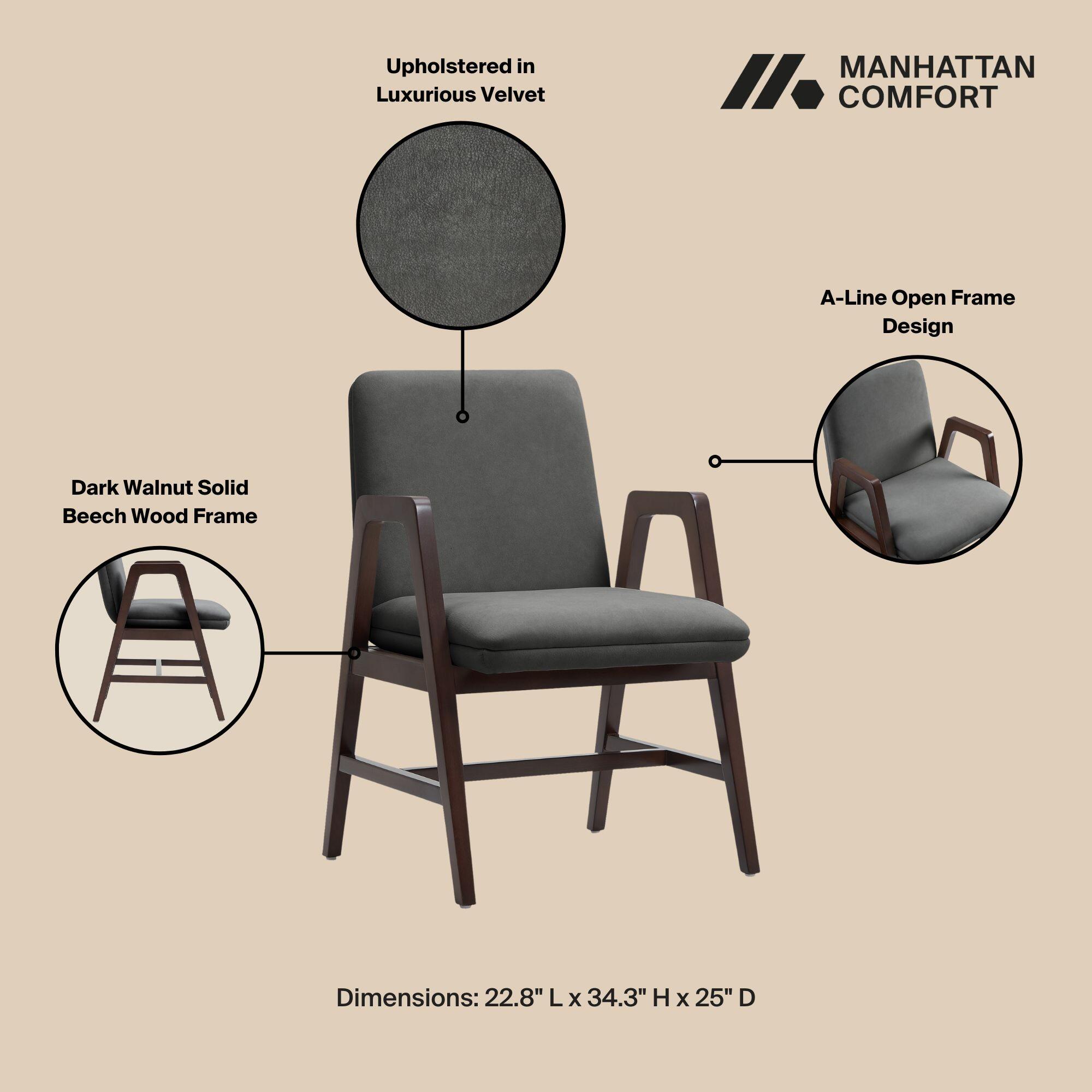 Manhattan Comfort Stella Dining Chair, Graphite, large