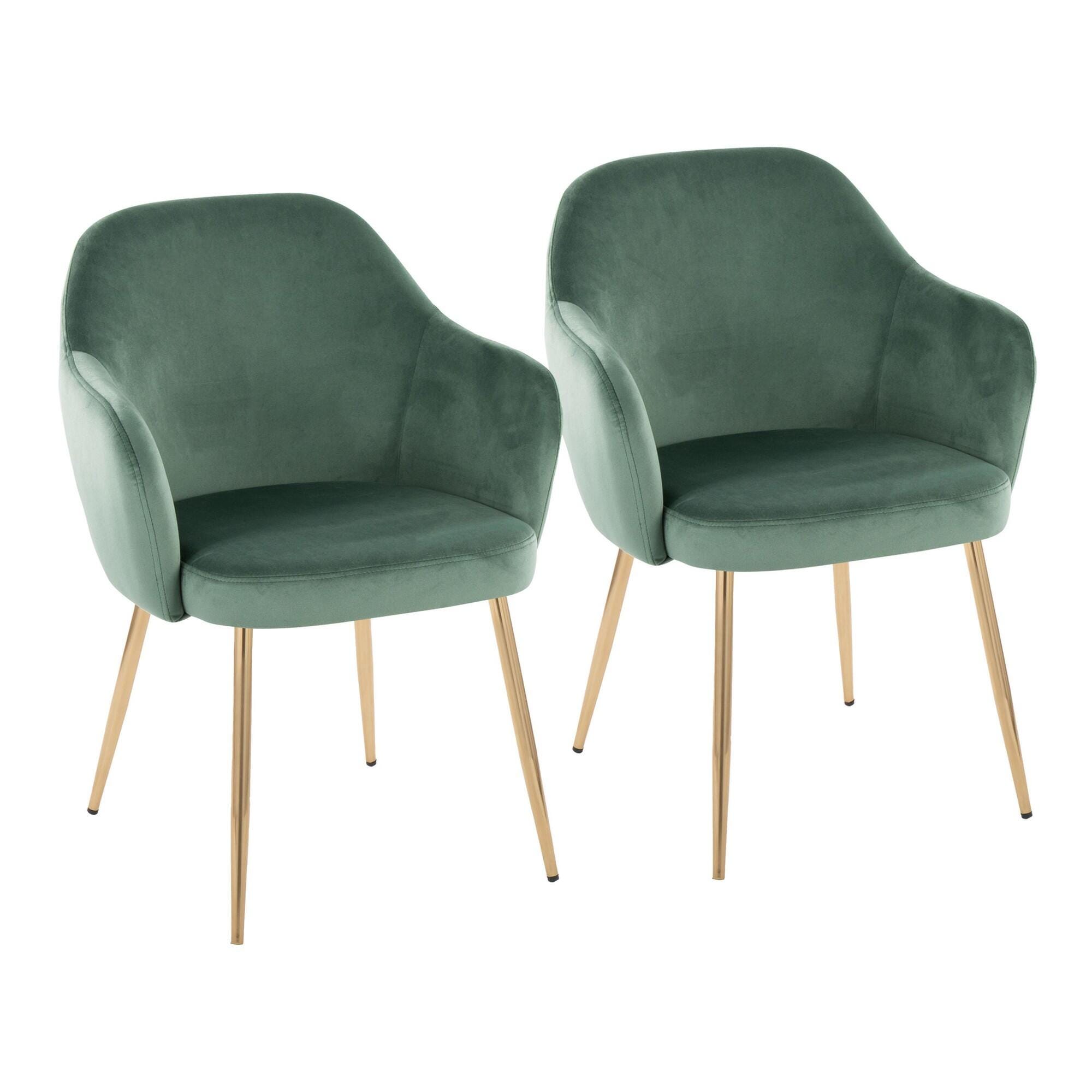 LumiSource Buena Dining Chair (Set of 2), Gold/Green, large