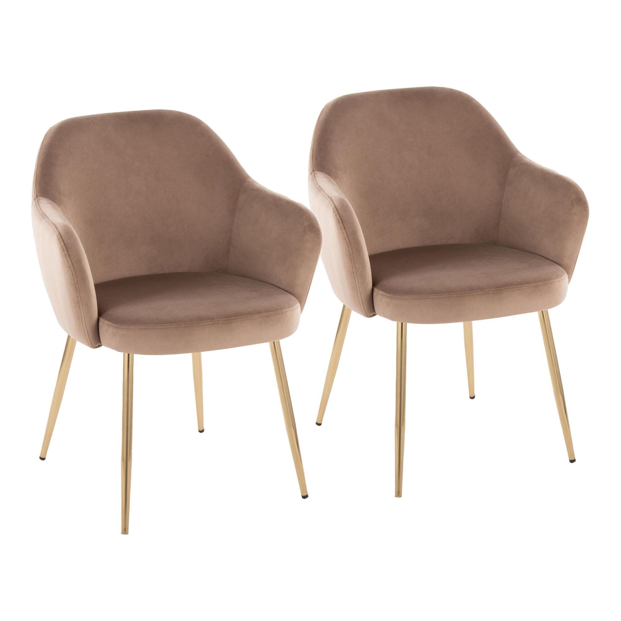 LumiSource Buena Dining Chair (Set of 2), Gold/Brown, large