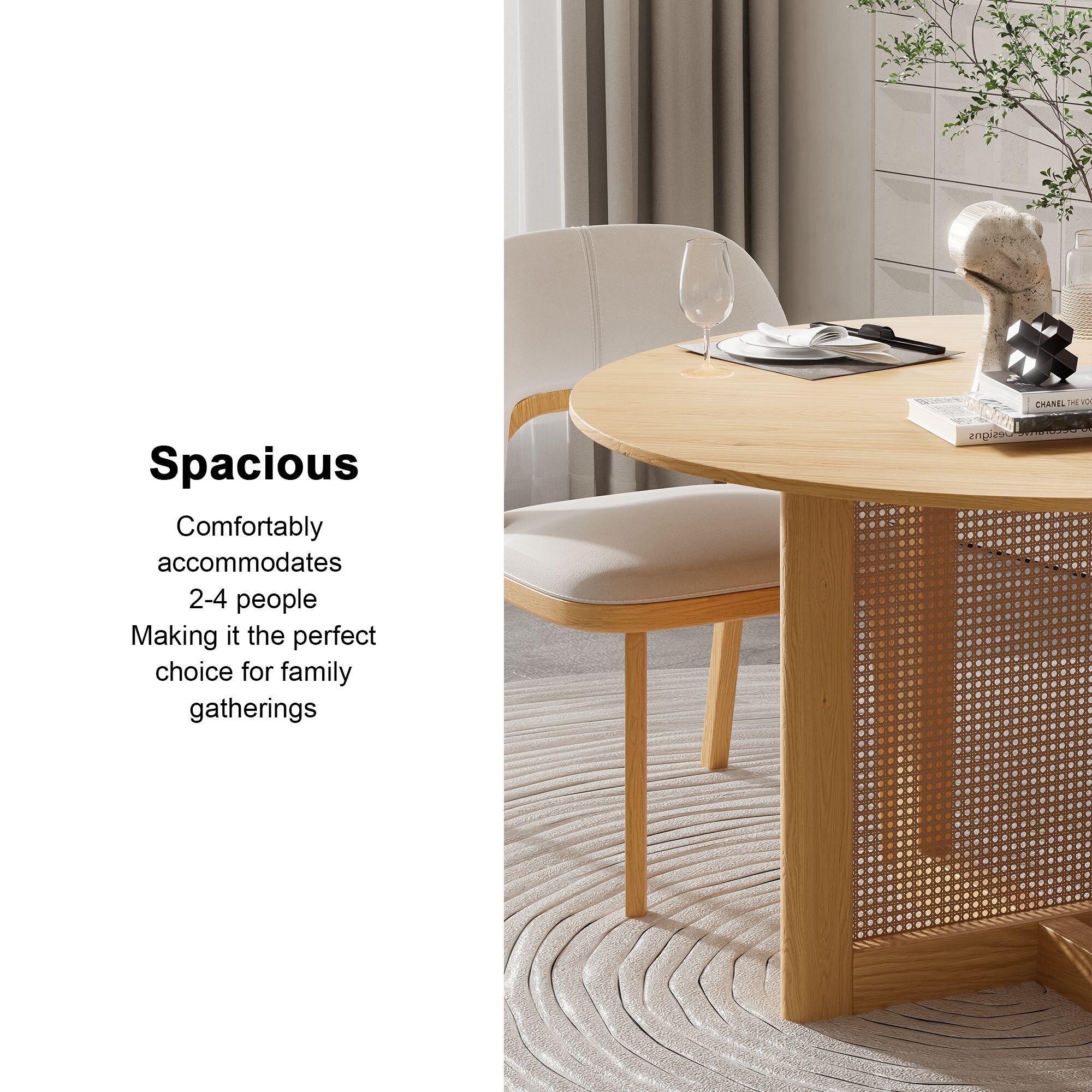 Miruo Mirror Inc Zenyra Round Dining Table, Oak, large