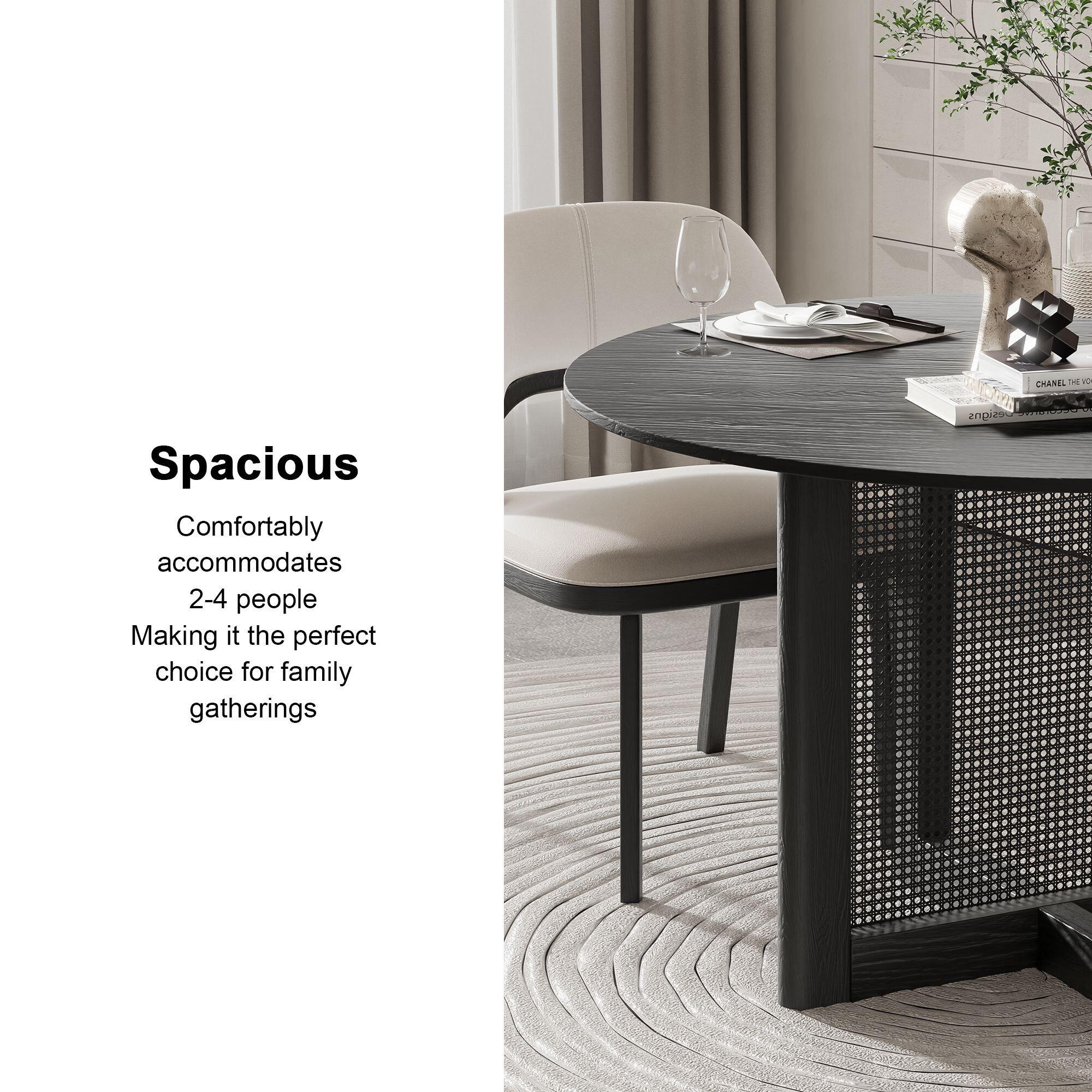 Miruo Mirror Inc Zenyra Round Dining Table, Black, large