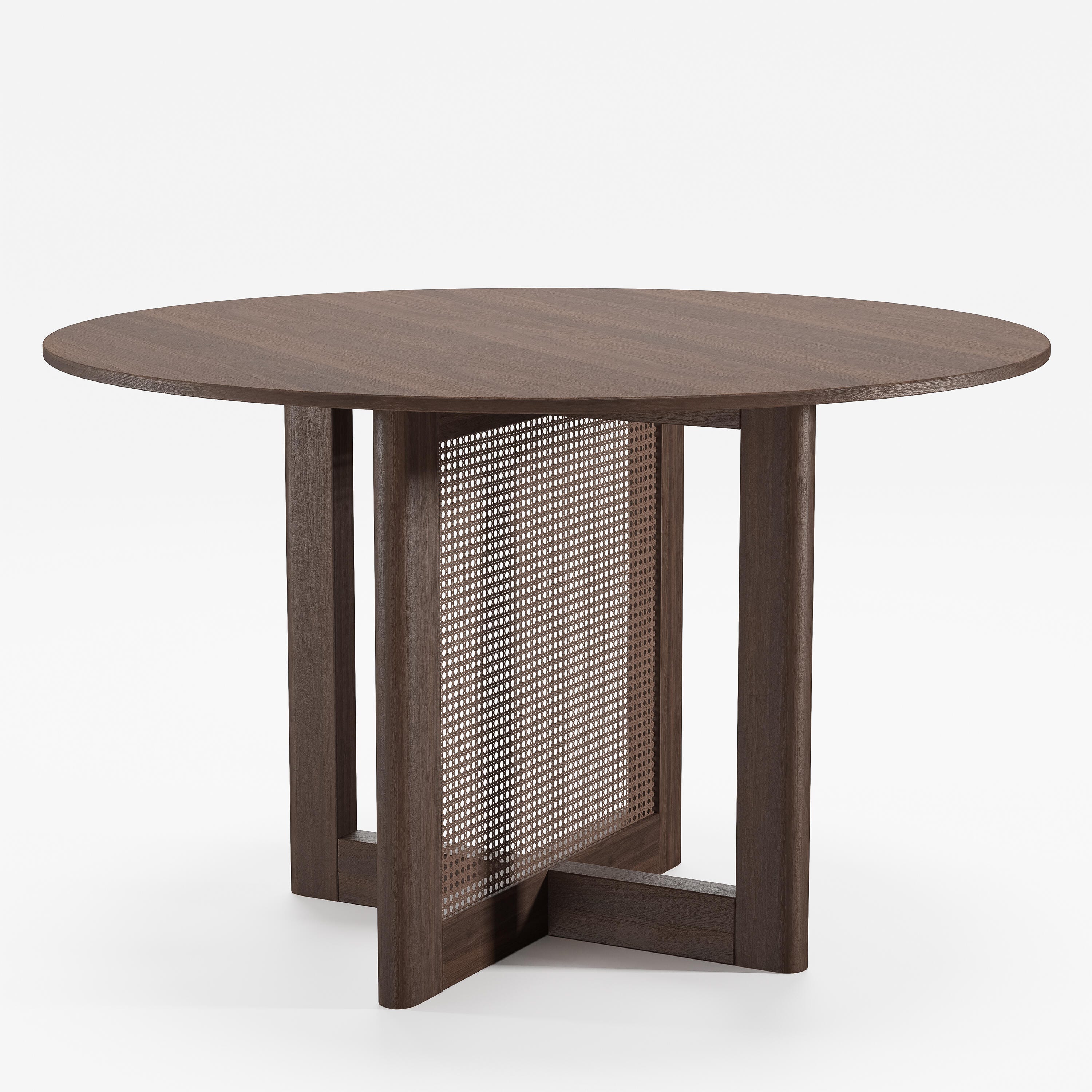 Miruo Mirror Inc Zenyra Round Dining Table, Walnut, large