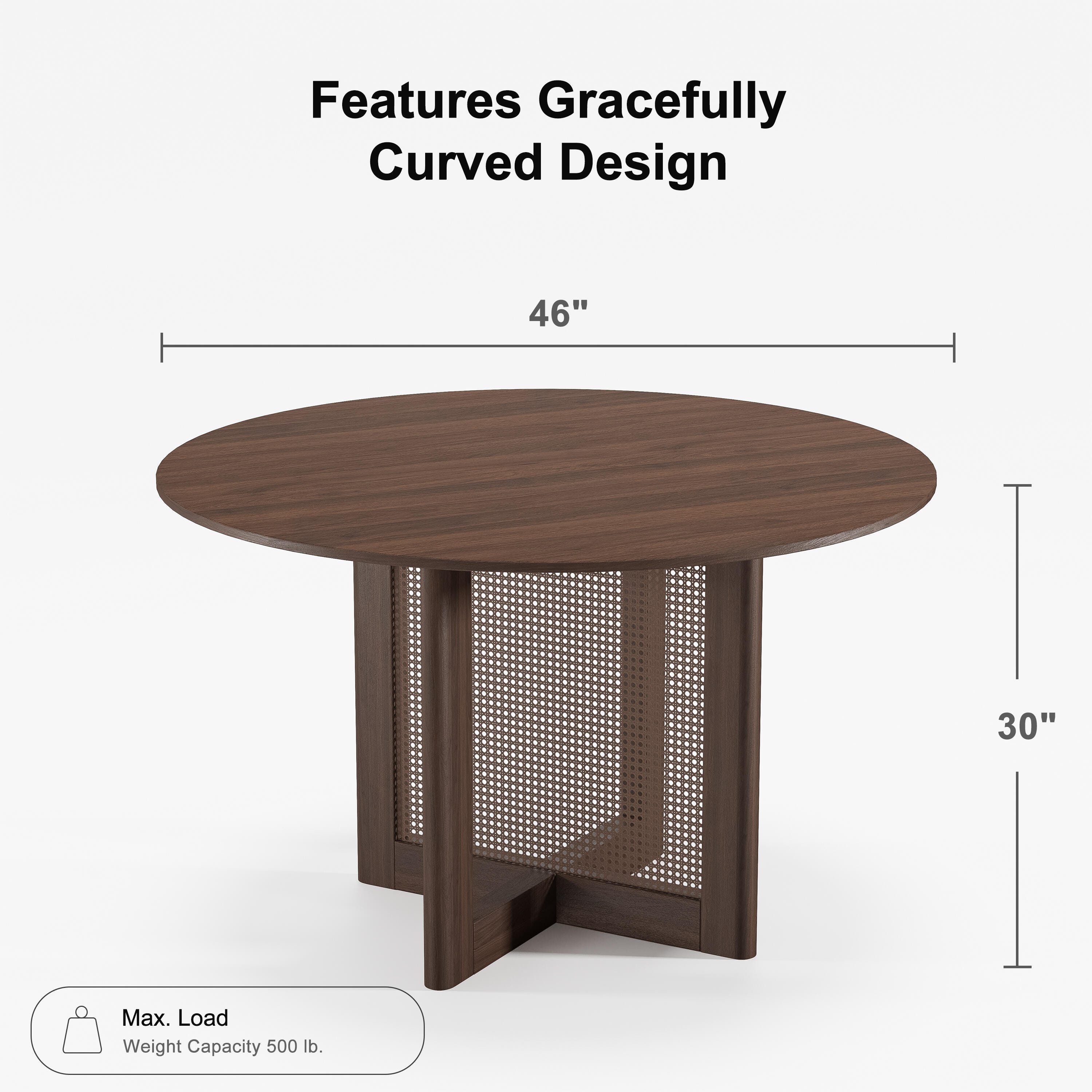 Miruo Mirror Inc Zenyra Round Dining Table, Walnut, large