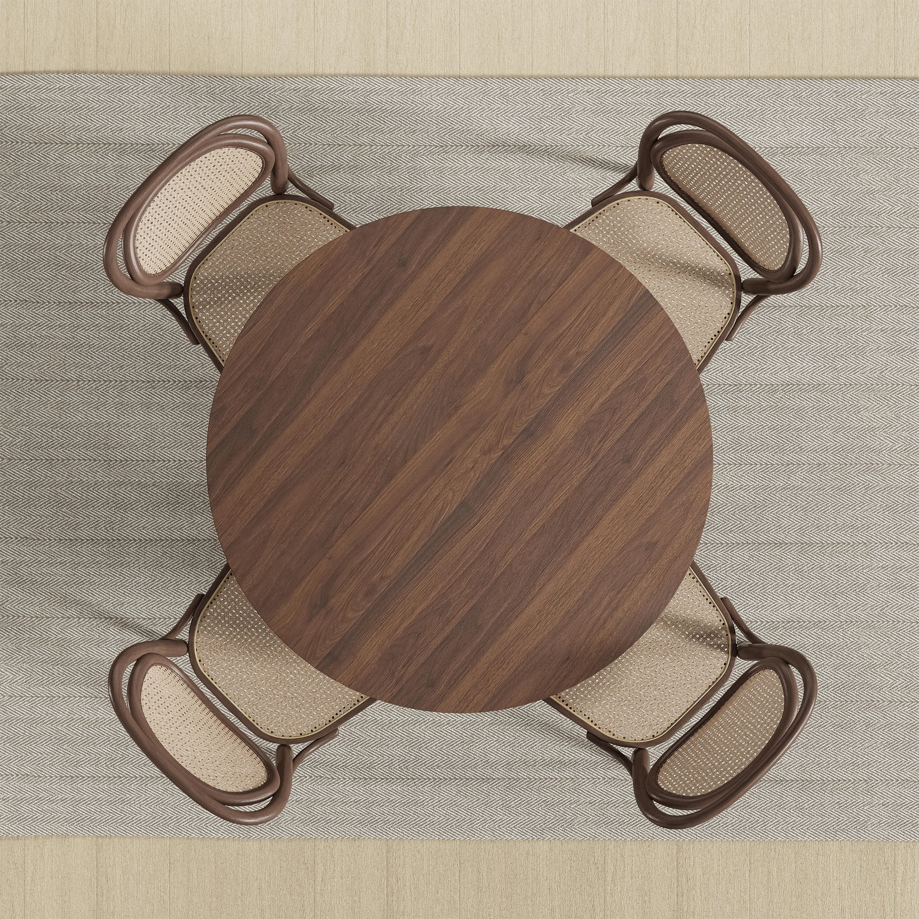 Miruo Mirror Inc Zenyra Round Dining Table, Walnut, large