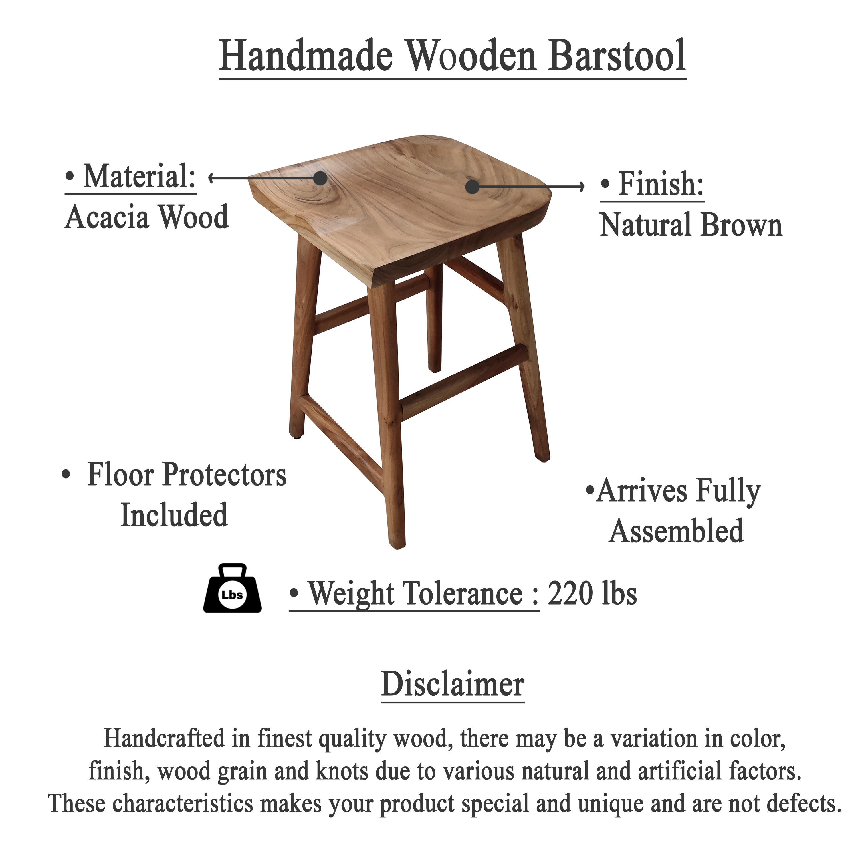 Benzara.inc  Tisa Counter Height Counter Stool, Natural Brown, large