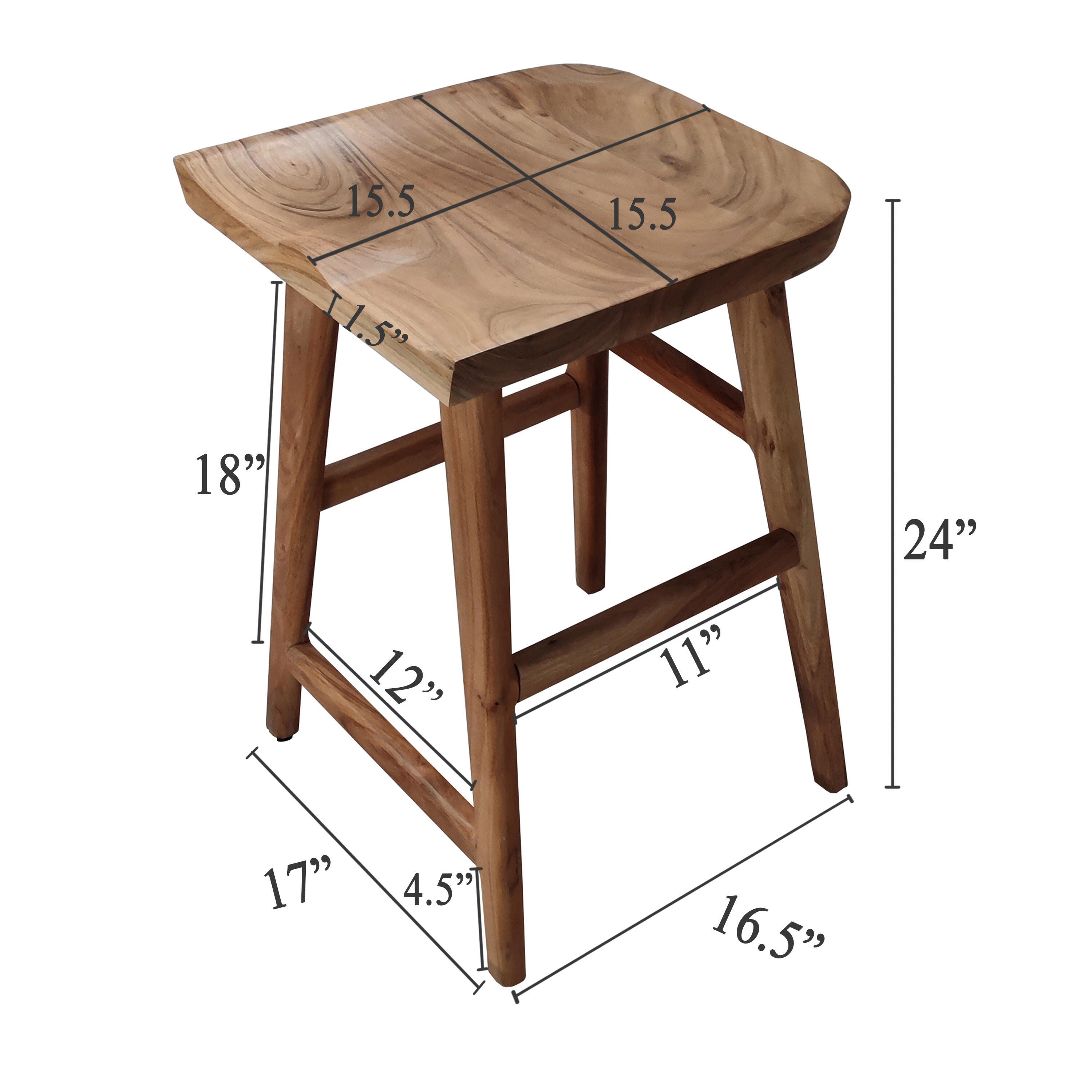 Benzara.inc  Tisa Counter Height Counter Stool, Natural Brown, large