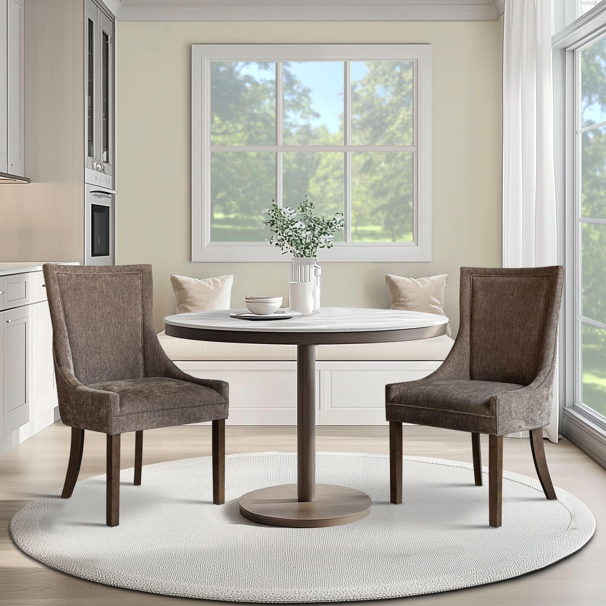 Madison Park Signature Ultra Upholstered Dining Chairs (Set of 2), Brown, large