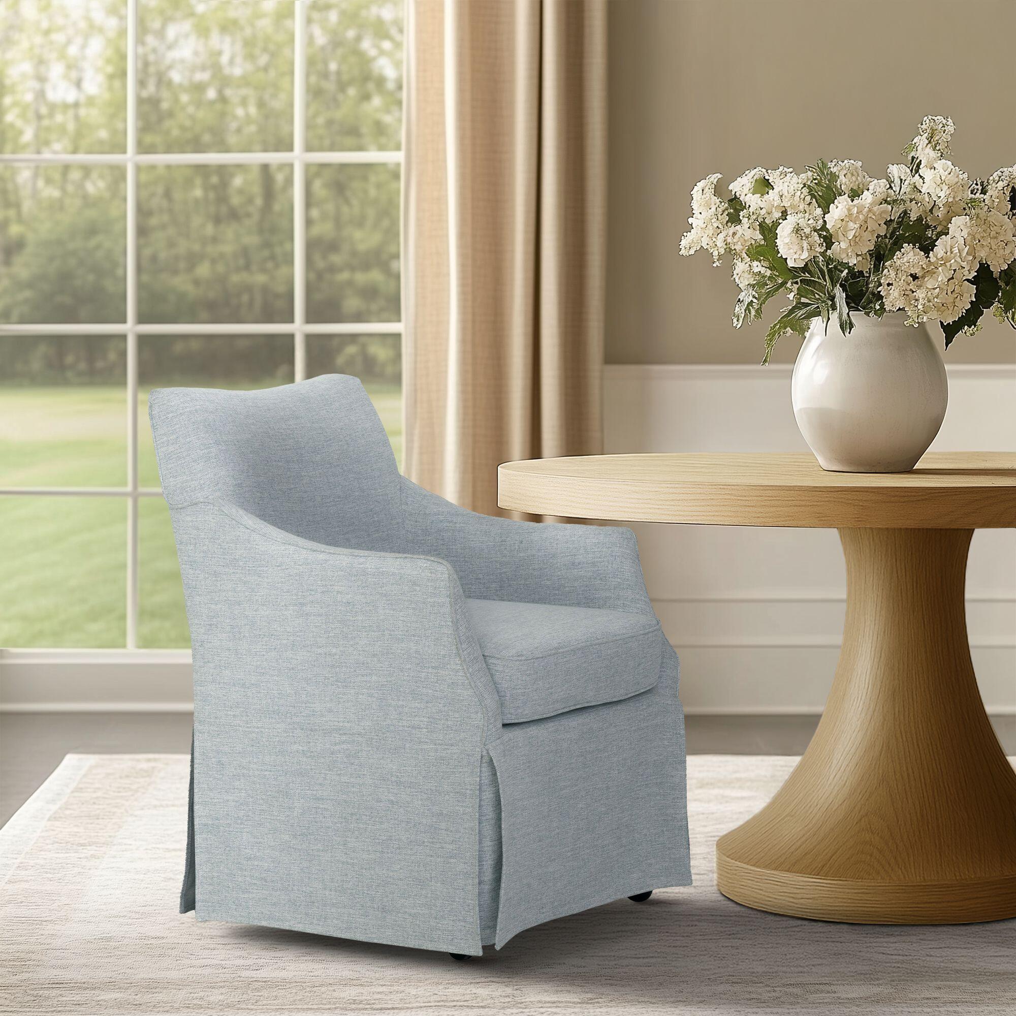Martha Stewart London Upholstered Dining Chair, Light Blue, large