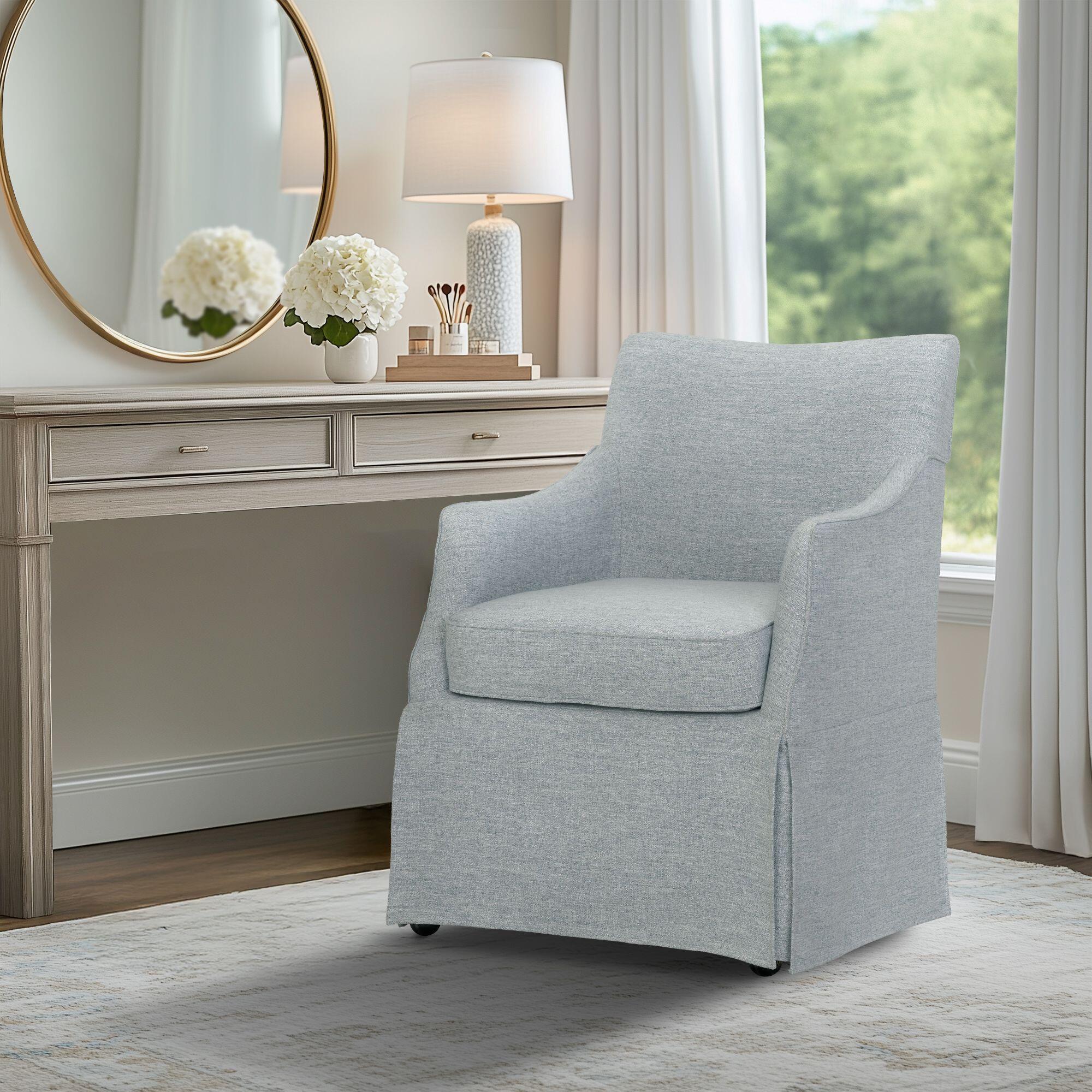 Martha Stewart London Upholstered Dining Chair, Light Blue, large