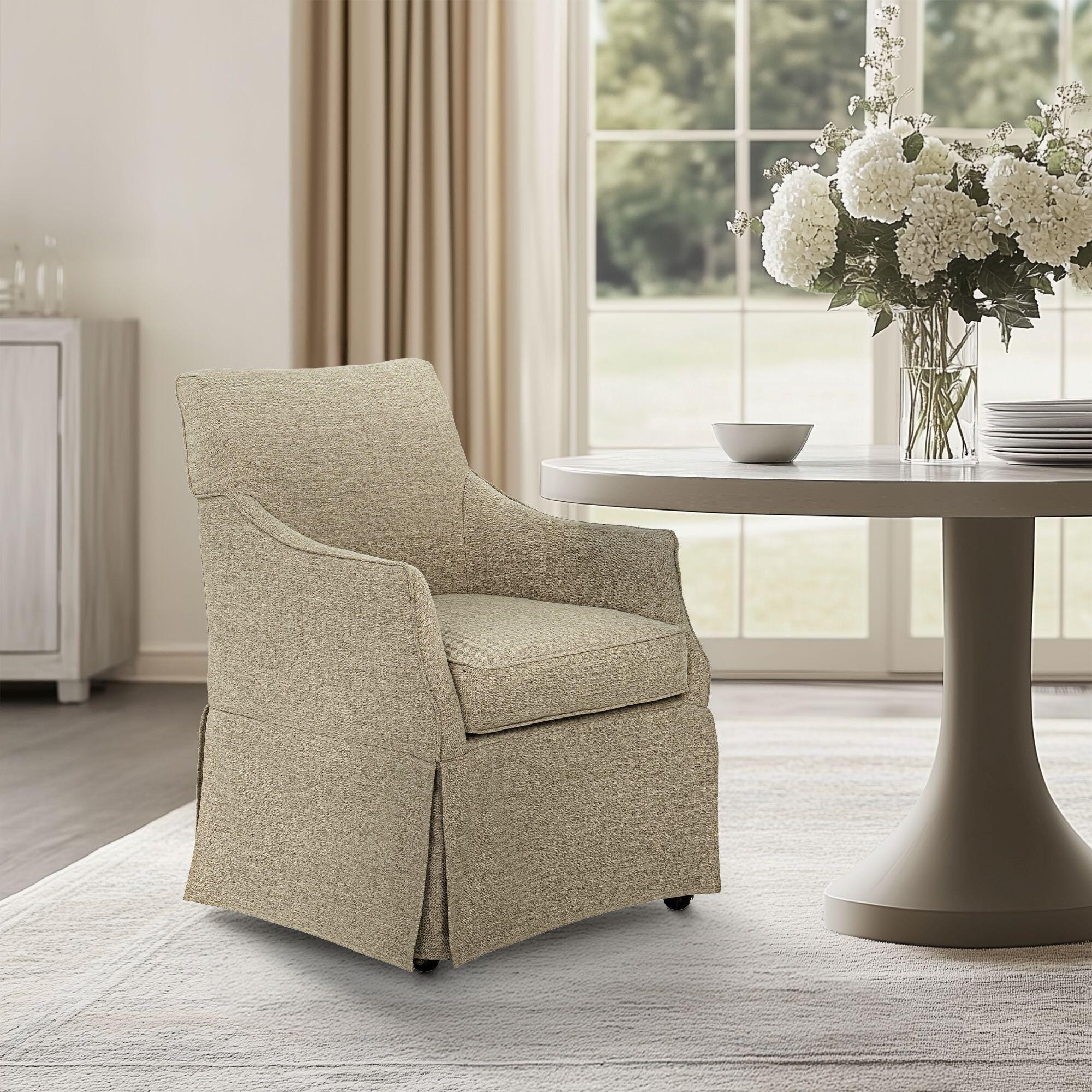Martha Stewart London Upholstered Dining Chair, Beige, large