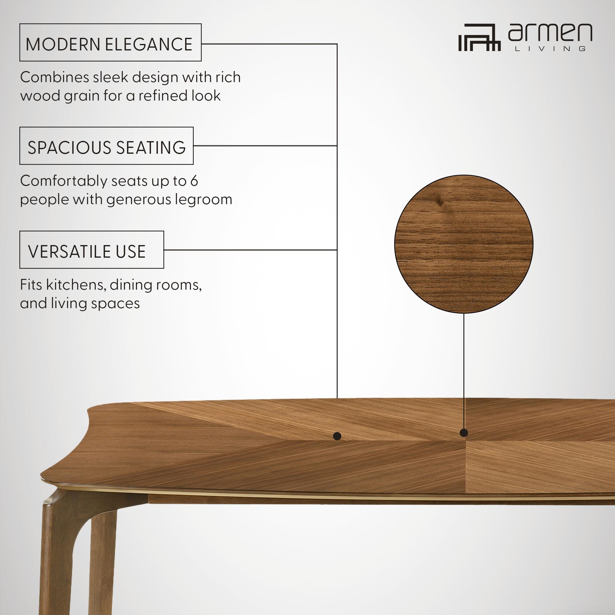 Armen Living Kalia Dining Table, Brown, large