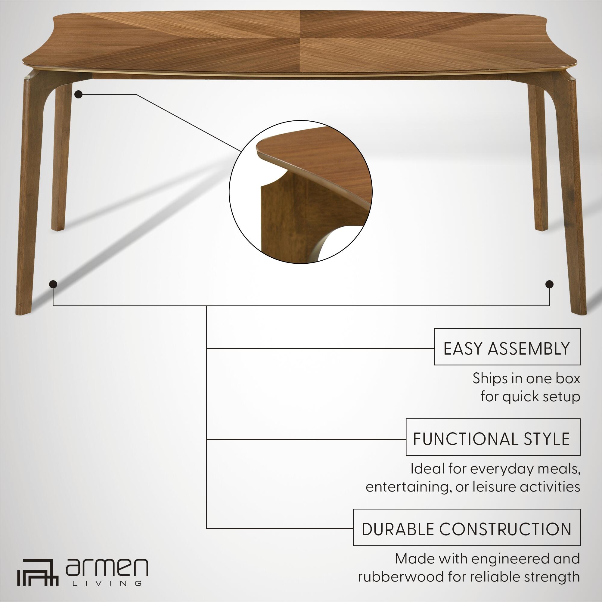 Armen Living Kalia Dining Table, Brown, large