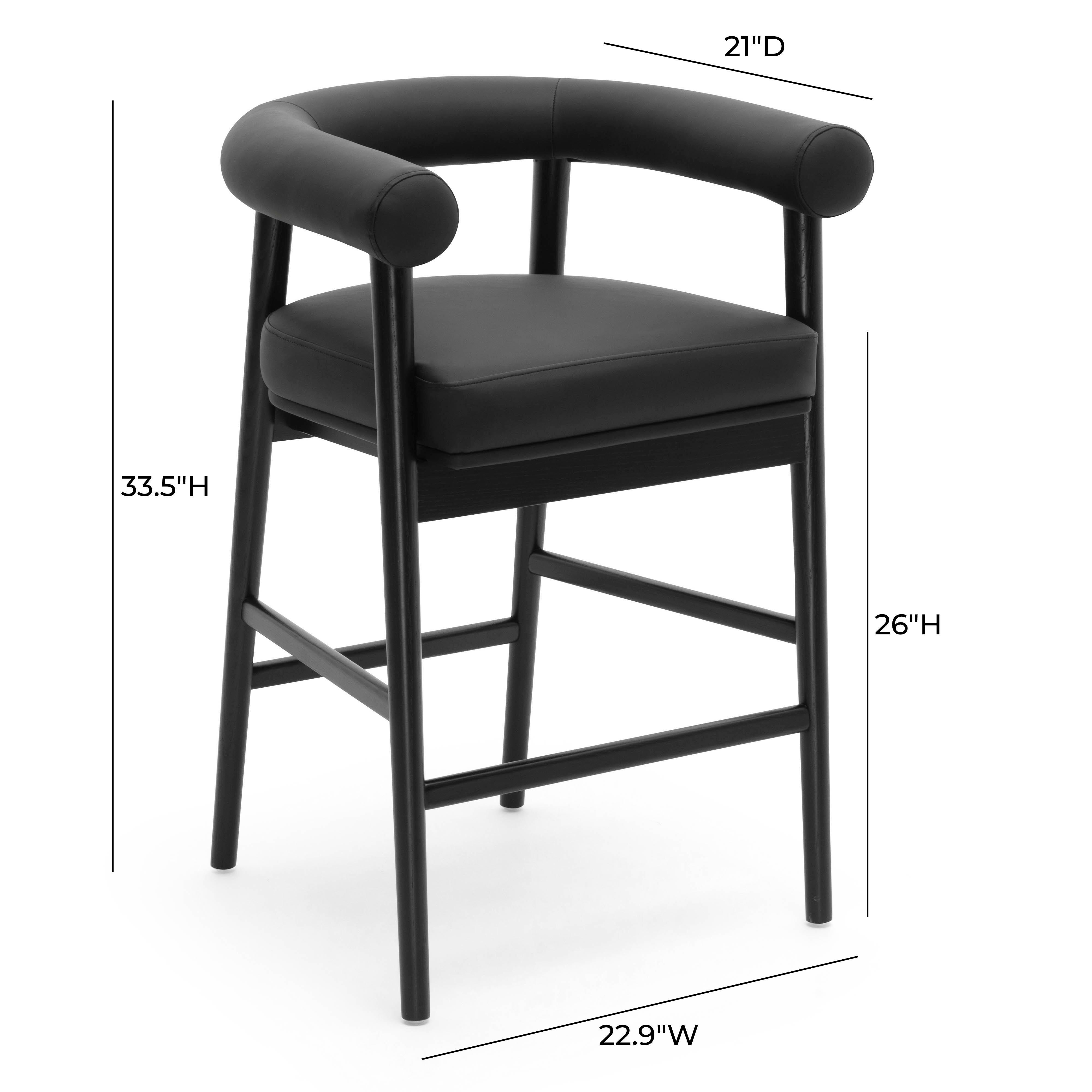 TOV Furniture Spara Counter Height Bar Stool, Black, large