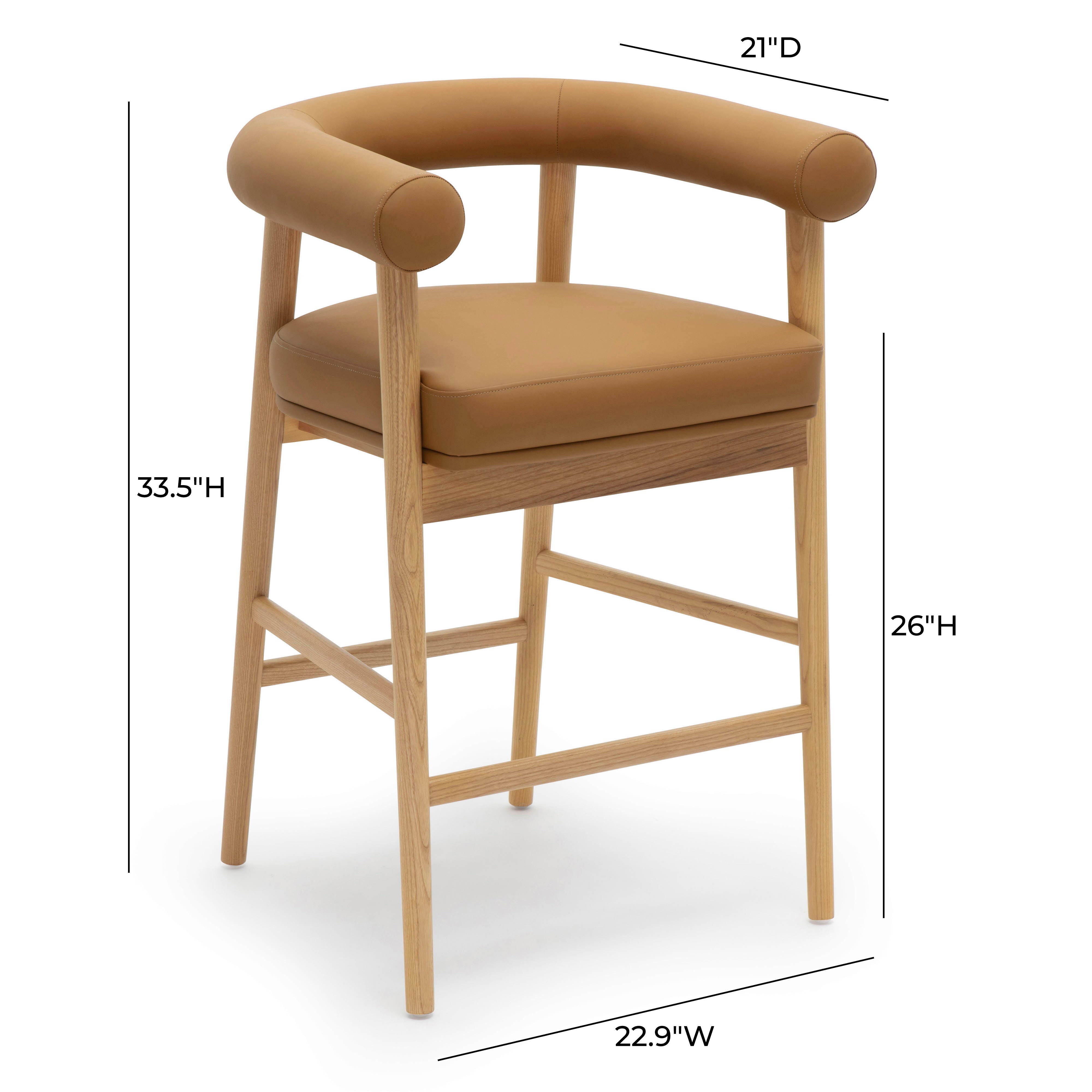 TOV Furniture Spara Counter Height Bar Stool, Cognac, large