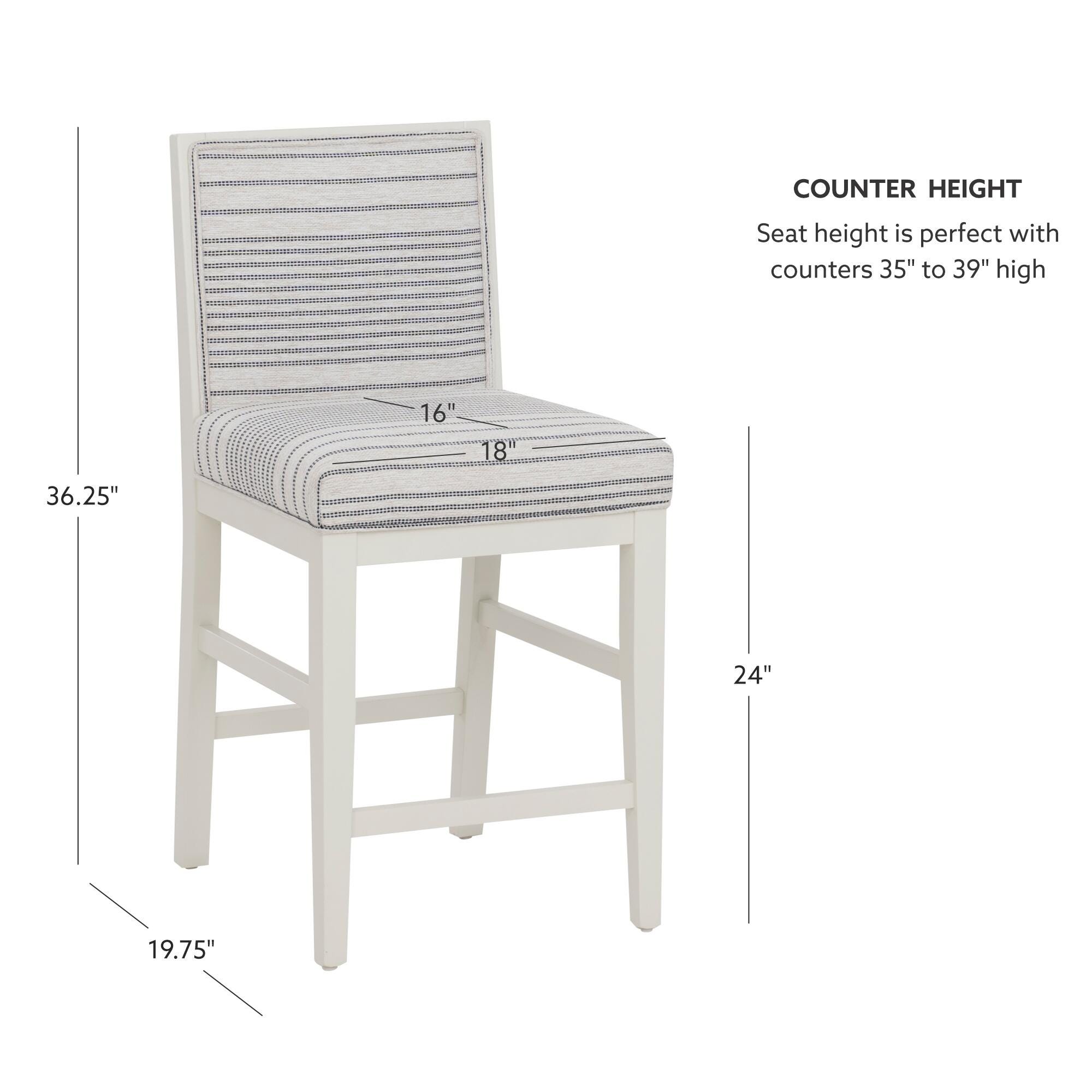 Linon Bobbi Counter Height Barstool (Set of 2), Gray, large